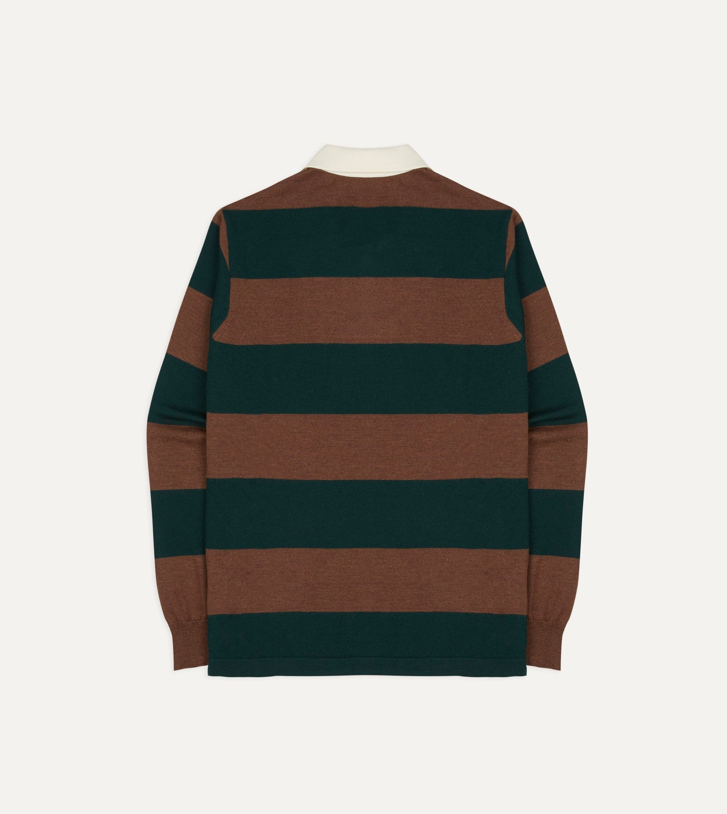 Green and Brown Block Stripe Knitted Rugby Shirt