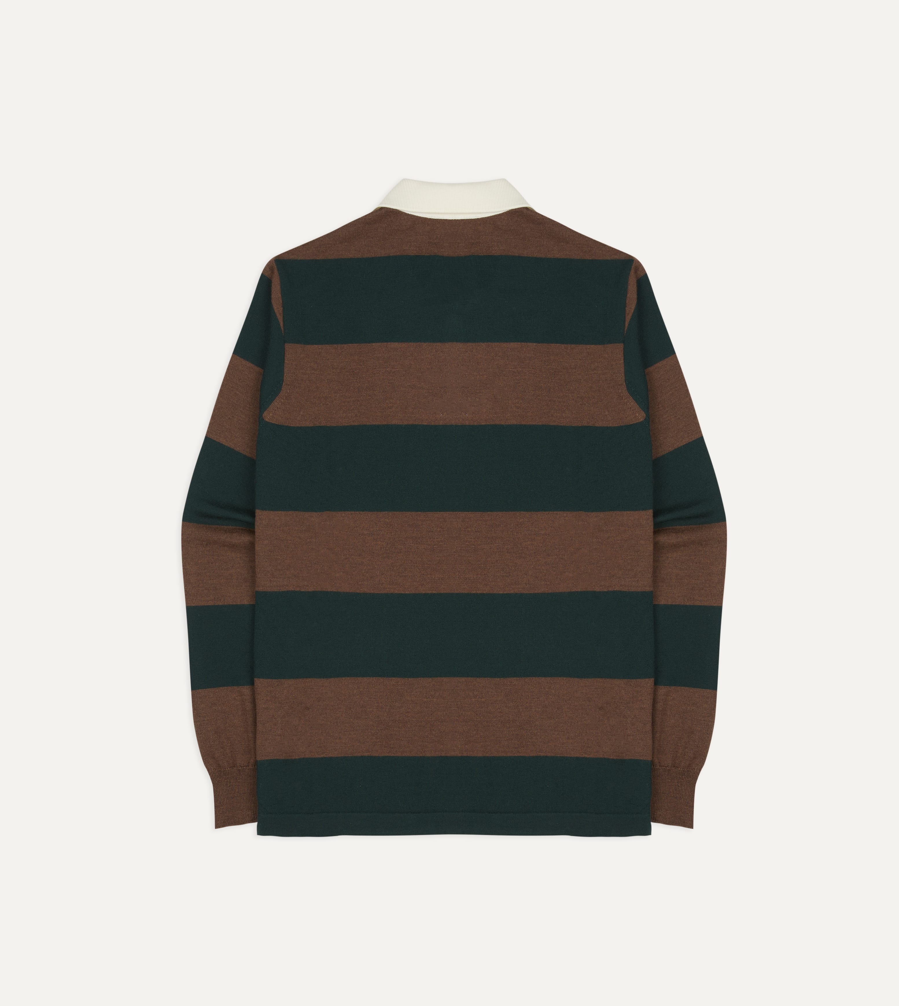 Green and Brown Block Stripe Knitted Rugby Shirt
