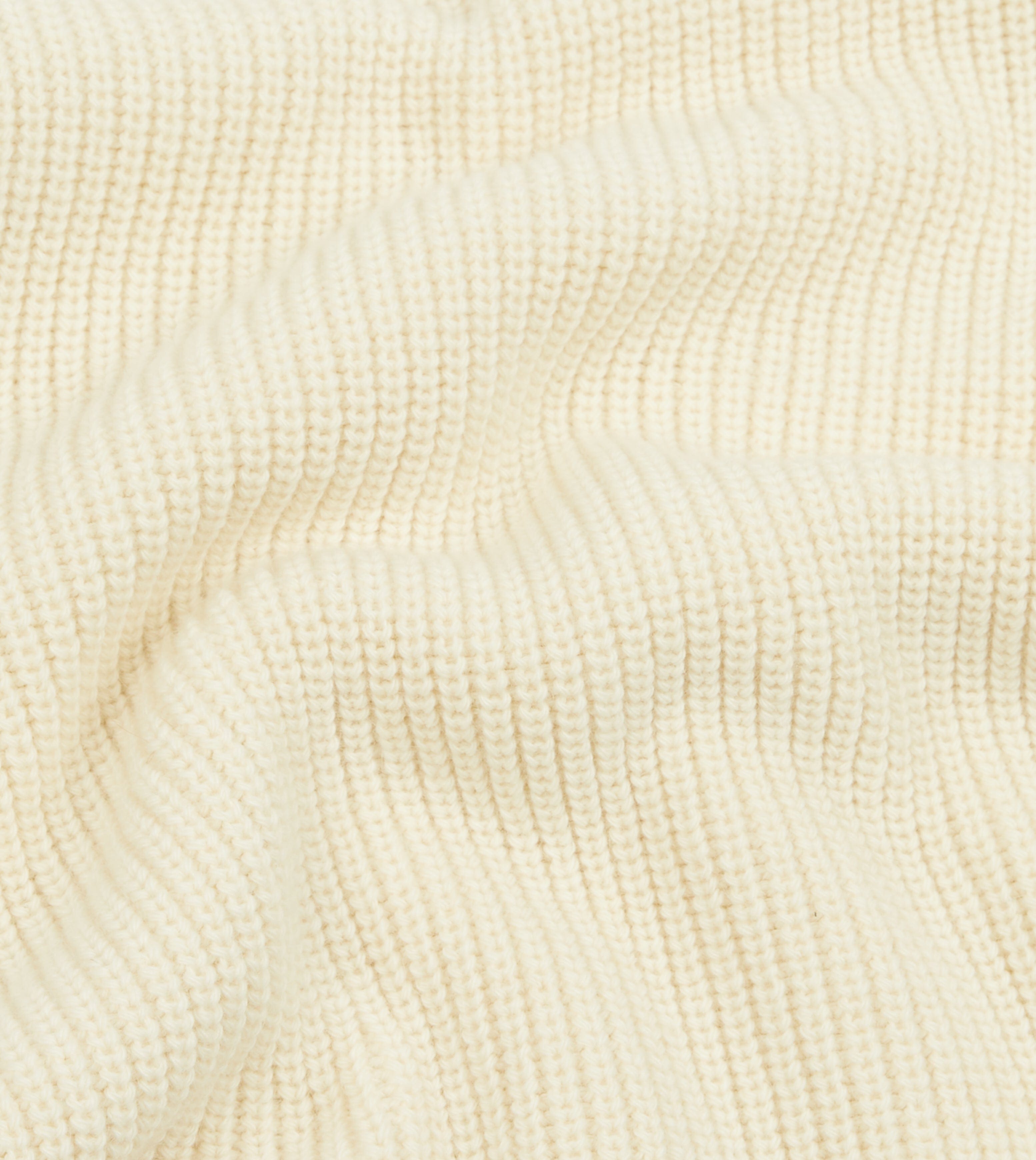 Ecru Alpaca Lambswool Ribbed Integral Collar Jumper