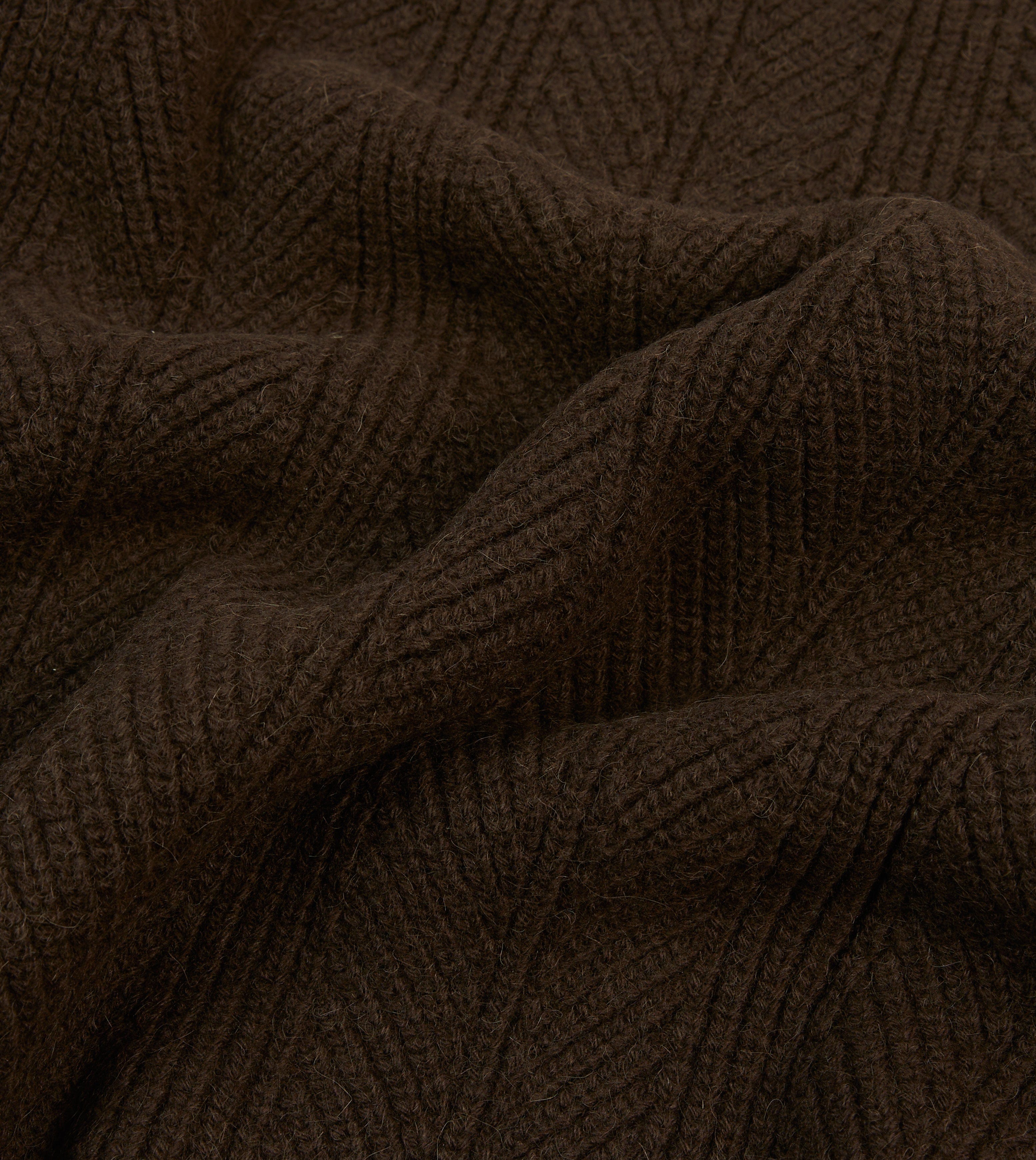 Brown Alpaca Lambswool Integral Collar Jumper
