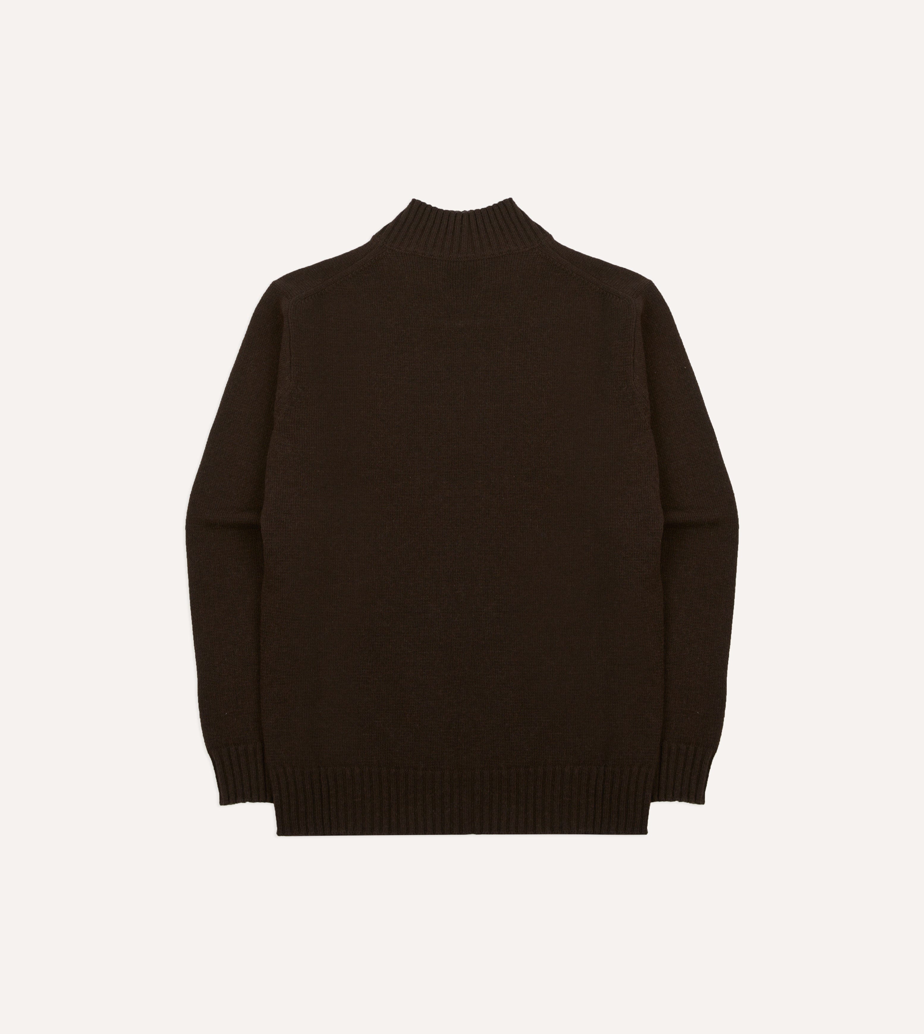 Brown Alpaca Lambswool Ribbed Integral Collar Jumper