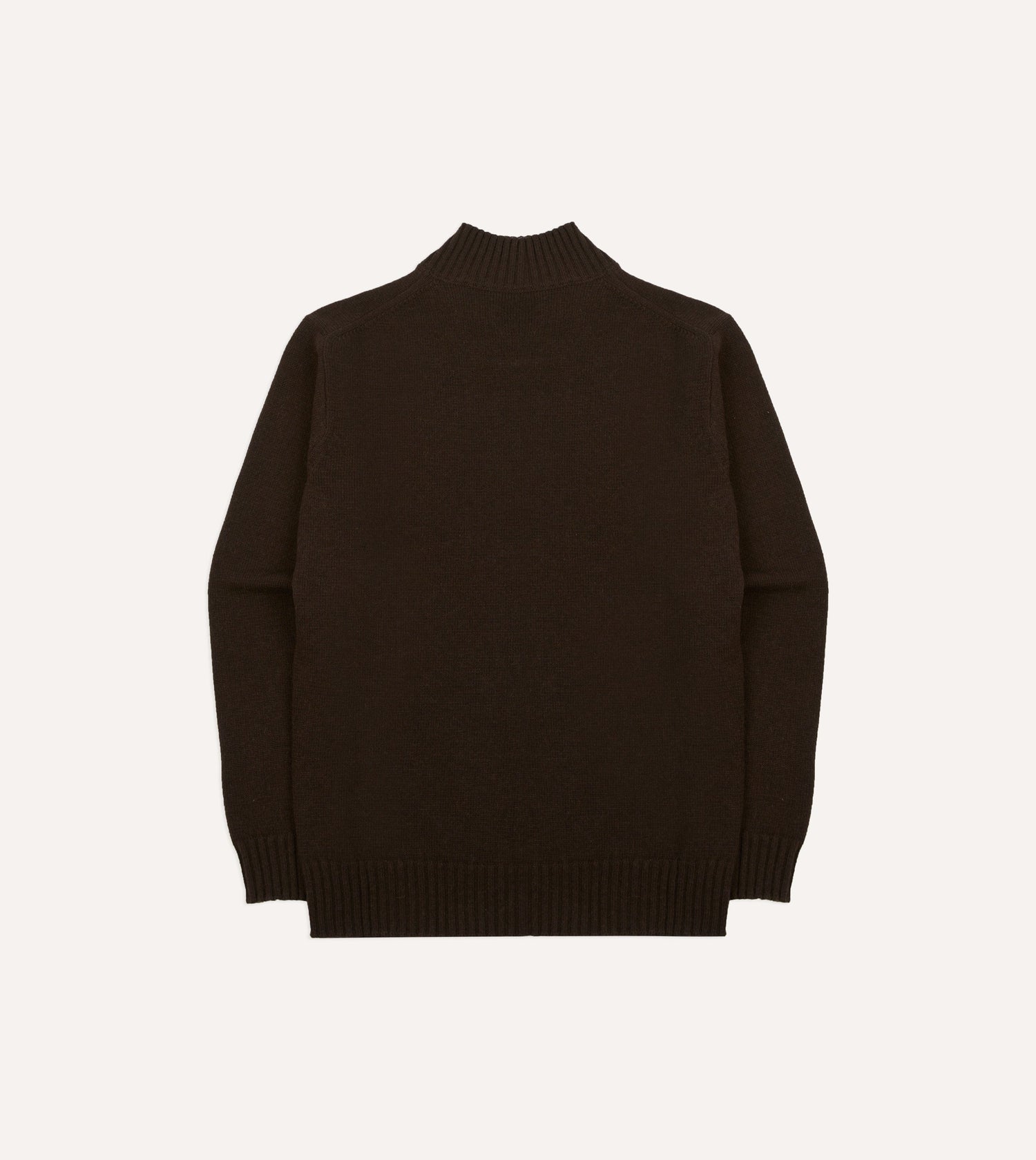 Brown Alpaca Lambswool Ribbed Integral Collar Jumper