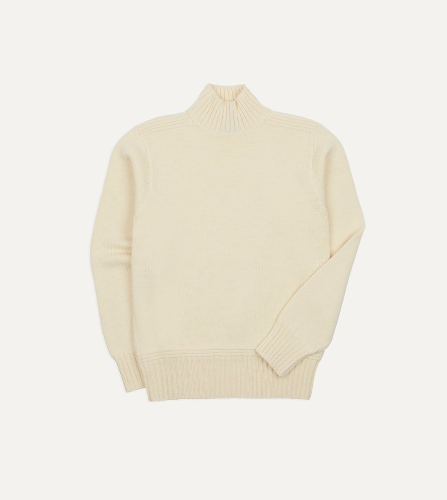 Ecru Heavyweight Mock Neck Jumper