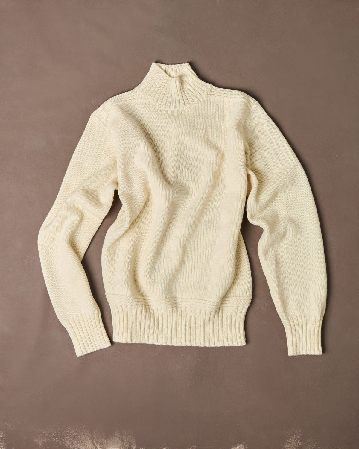 Ecru Heavyweight Mock Neck Jumper
