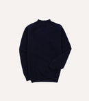 Navy Brushed Shetland Mock Neck Jumper