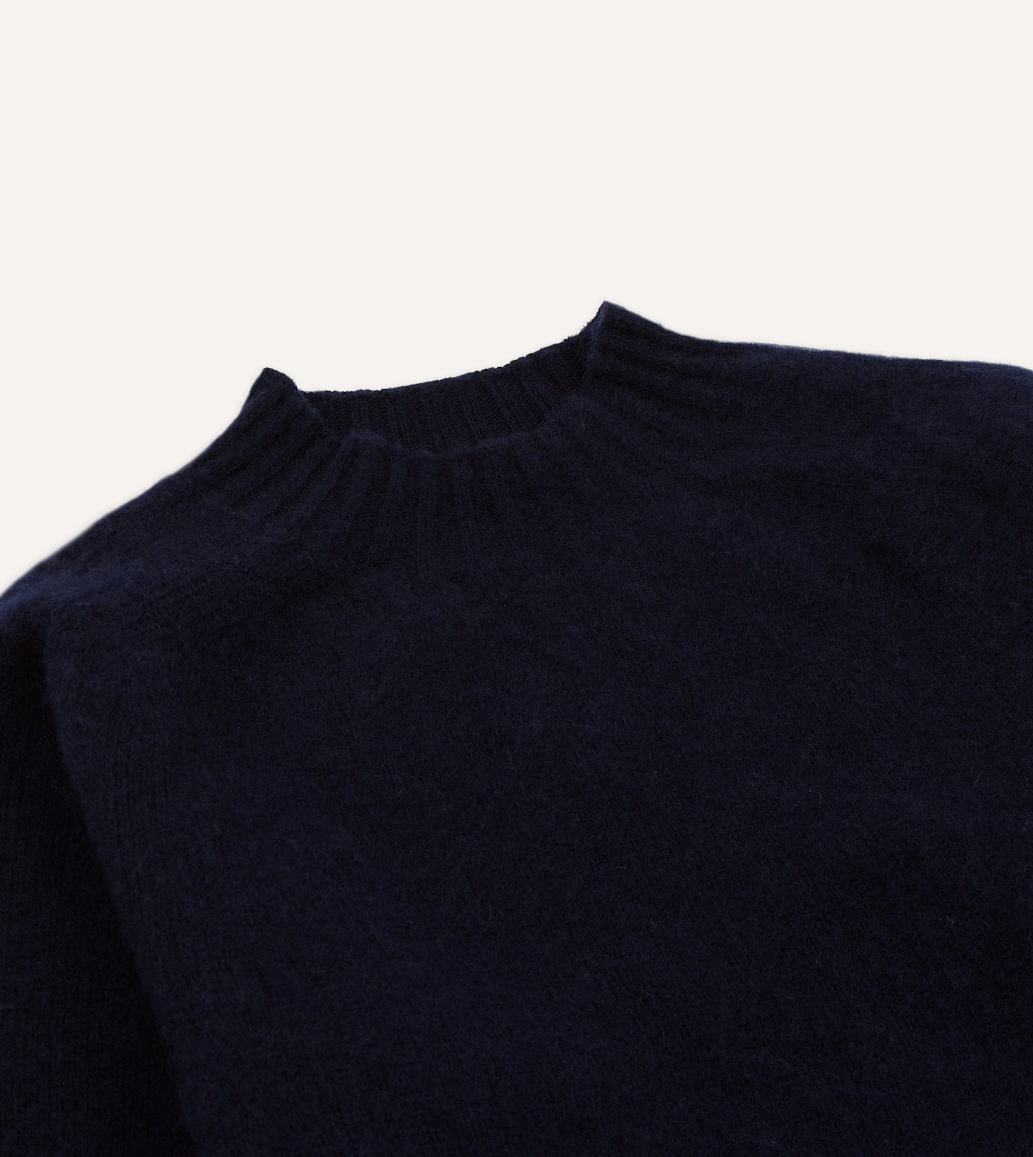 Navy Brushed Shetland Mock Neck Jumper