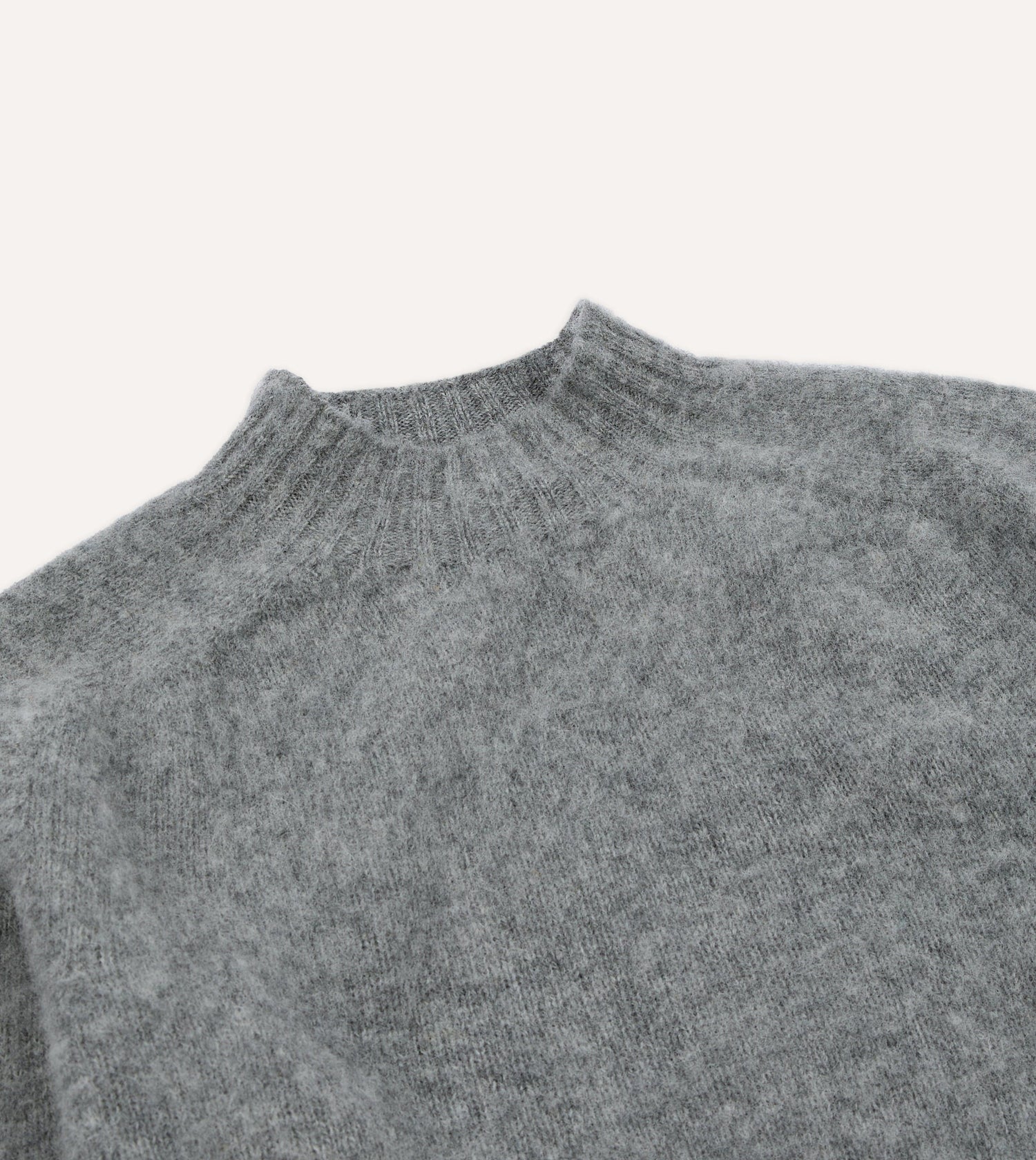 Grey Brushed Shetland Mock Neck Jumper