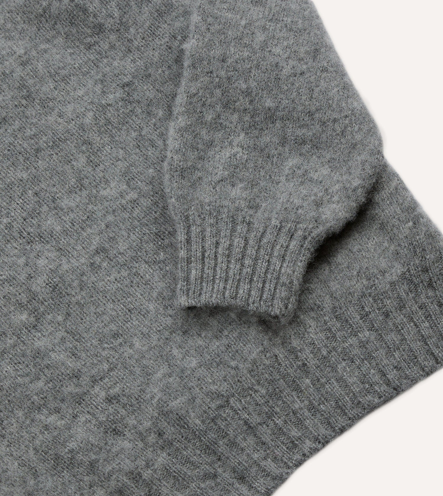 Grey Brushed Shetland Mock Neck Jumper