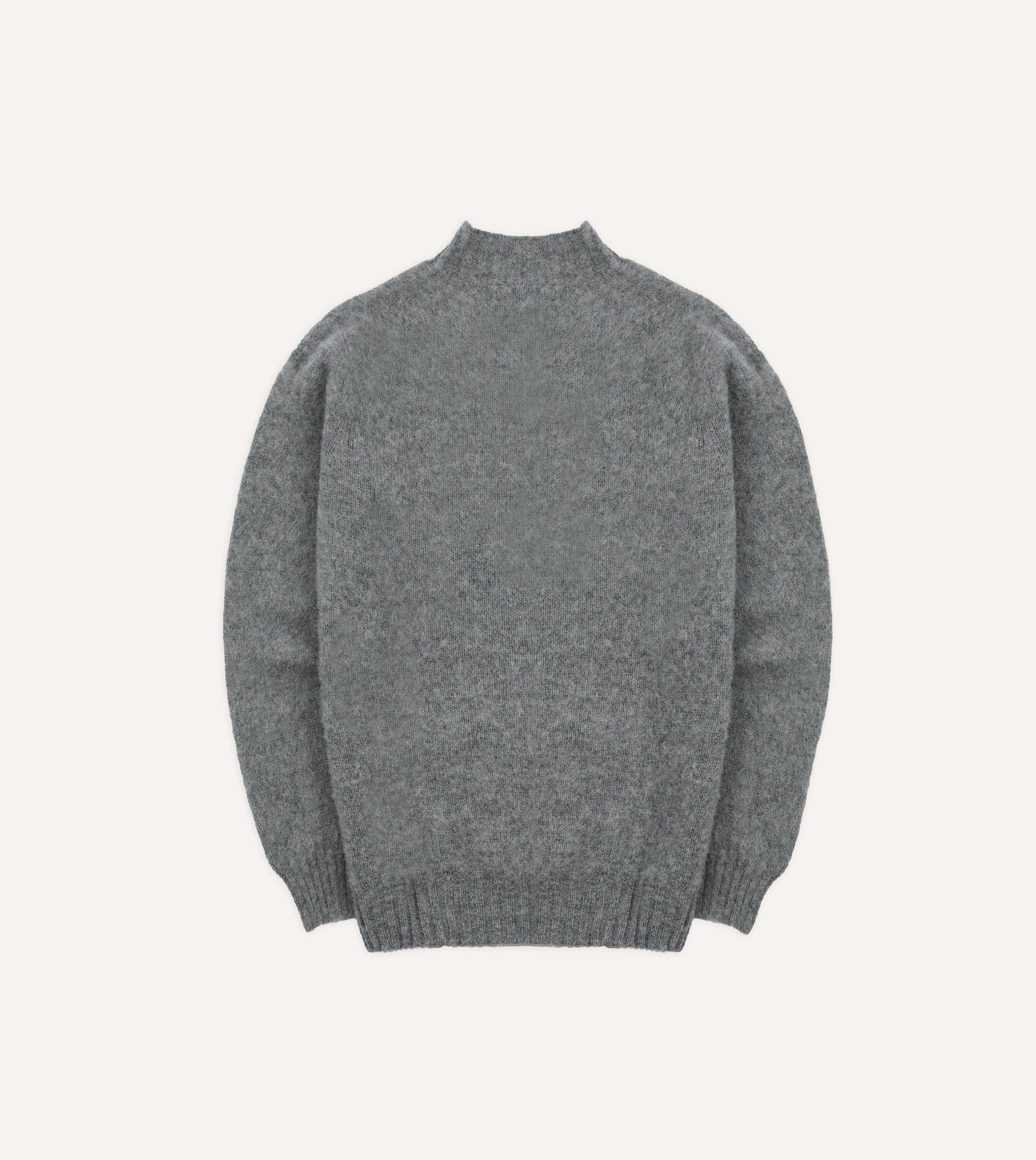 Grey Brushed Shetland Mock Neck Jumper