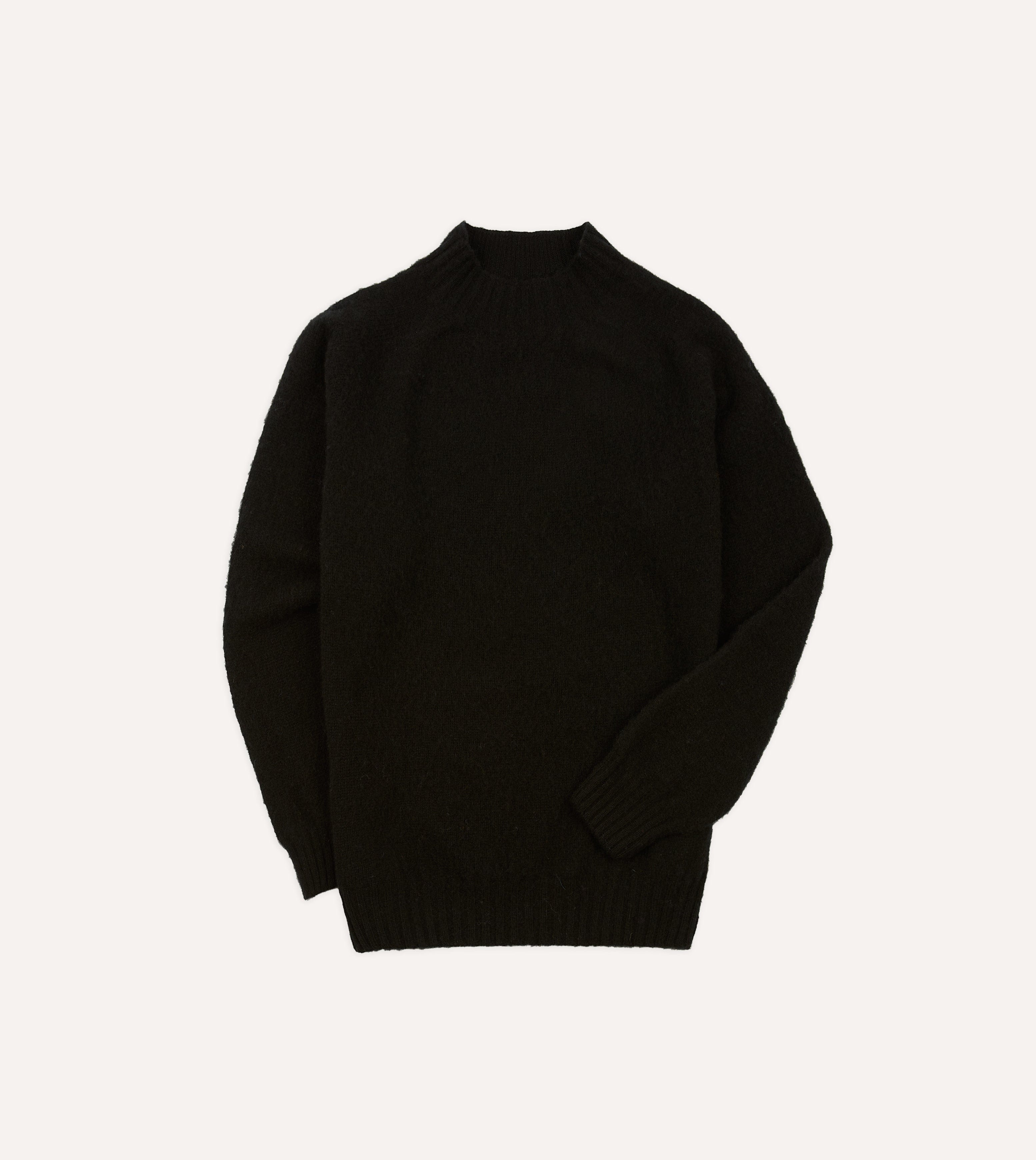 Black Brushed Shetland Mock Neck Jumper