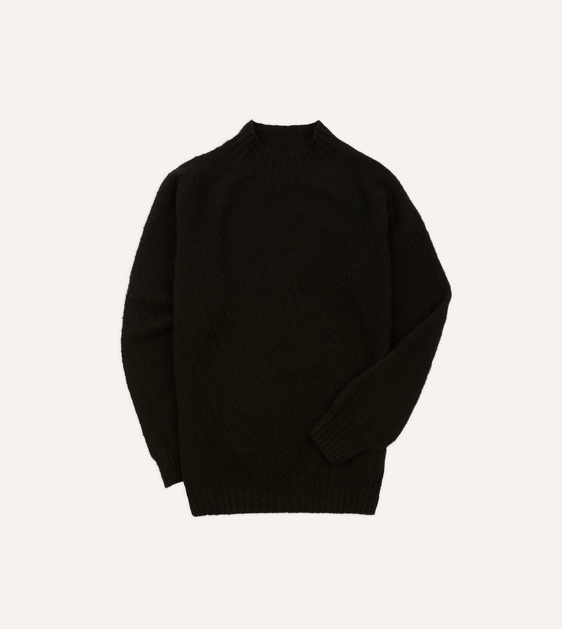 Black Brushed Shetland Mock Neck Jumper