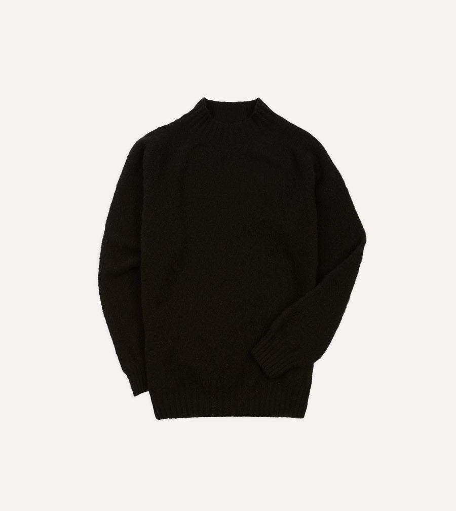 Black Brushed Shetland Mock Neck Jumper