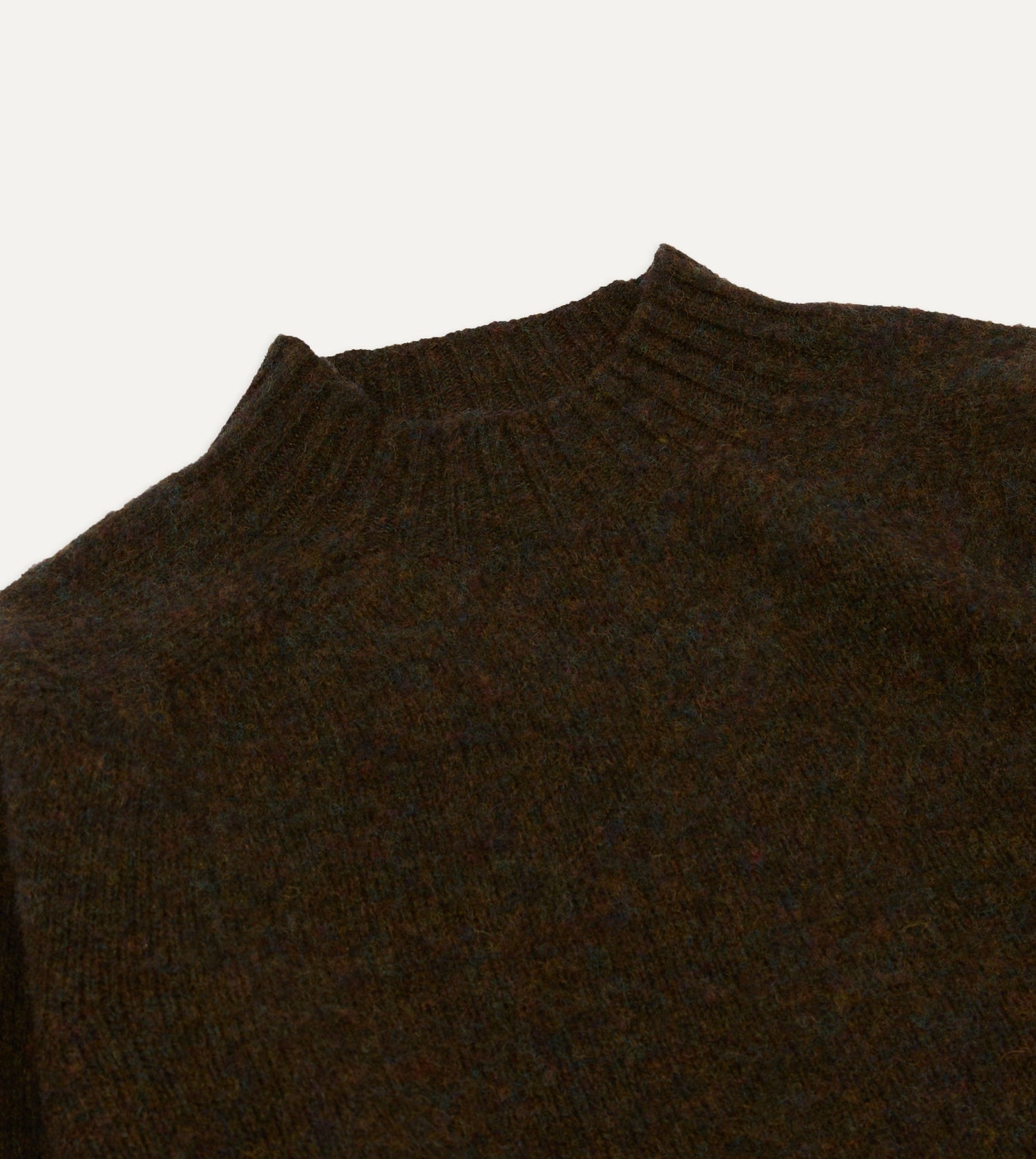 Brown Brushed Shetland Mock Neck Jumper