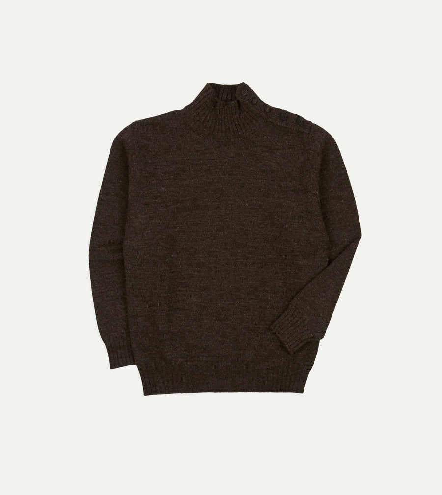Grey Wool Fisherman's Roll Neck