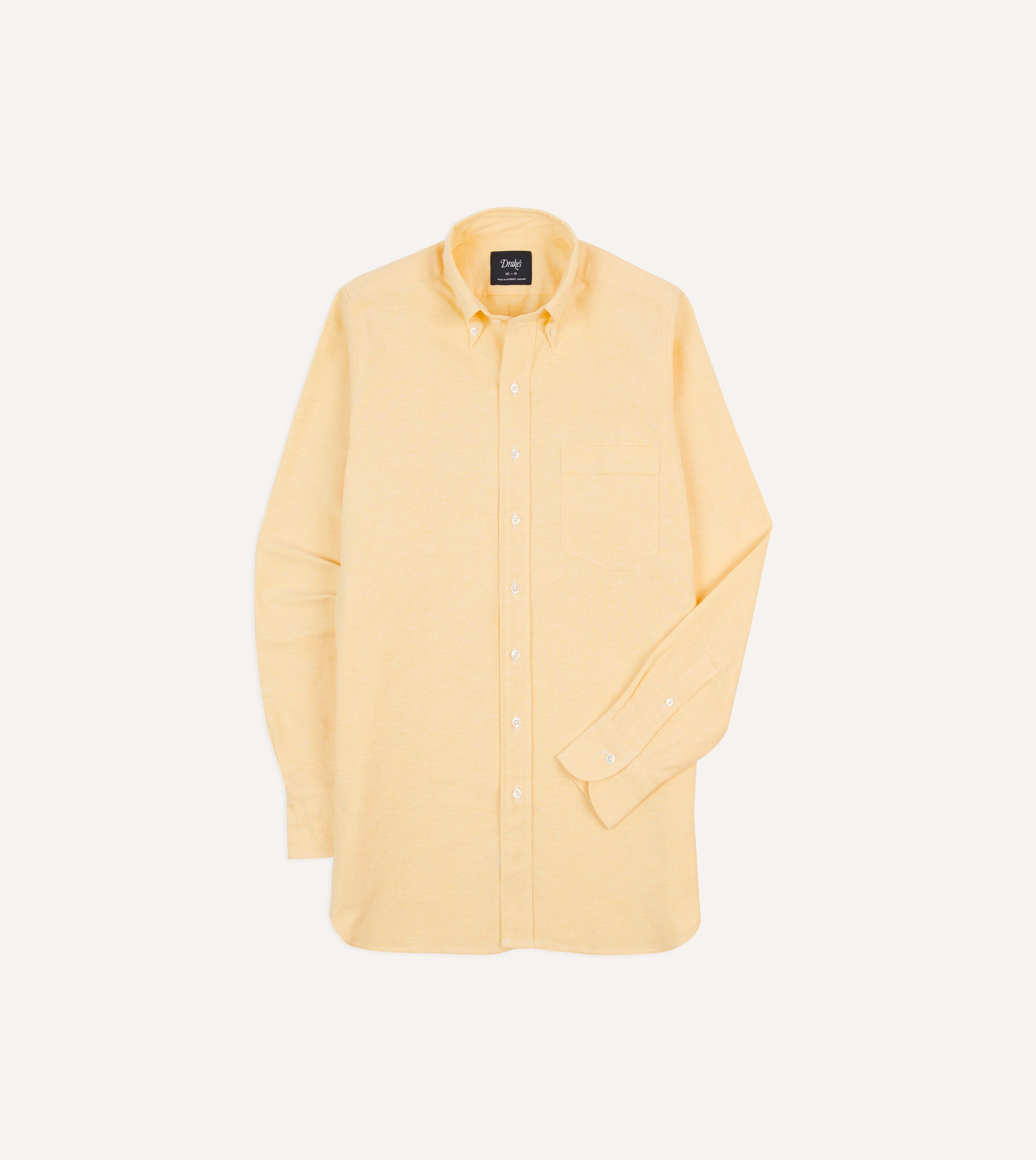 Yellow Cotton Oxford Cloth Button-Down Shirt – Drakes