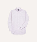 Lilac Ticking Stripe Cotton Oxford Cloth Button-Down Shirt