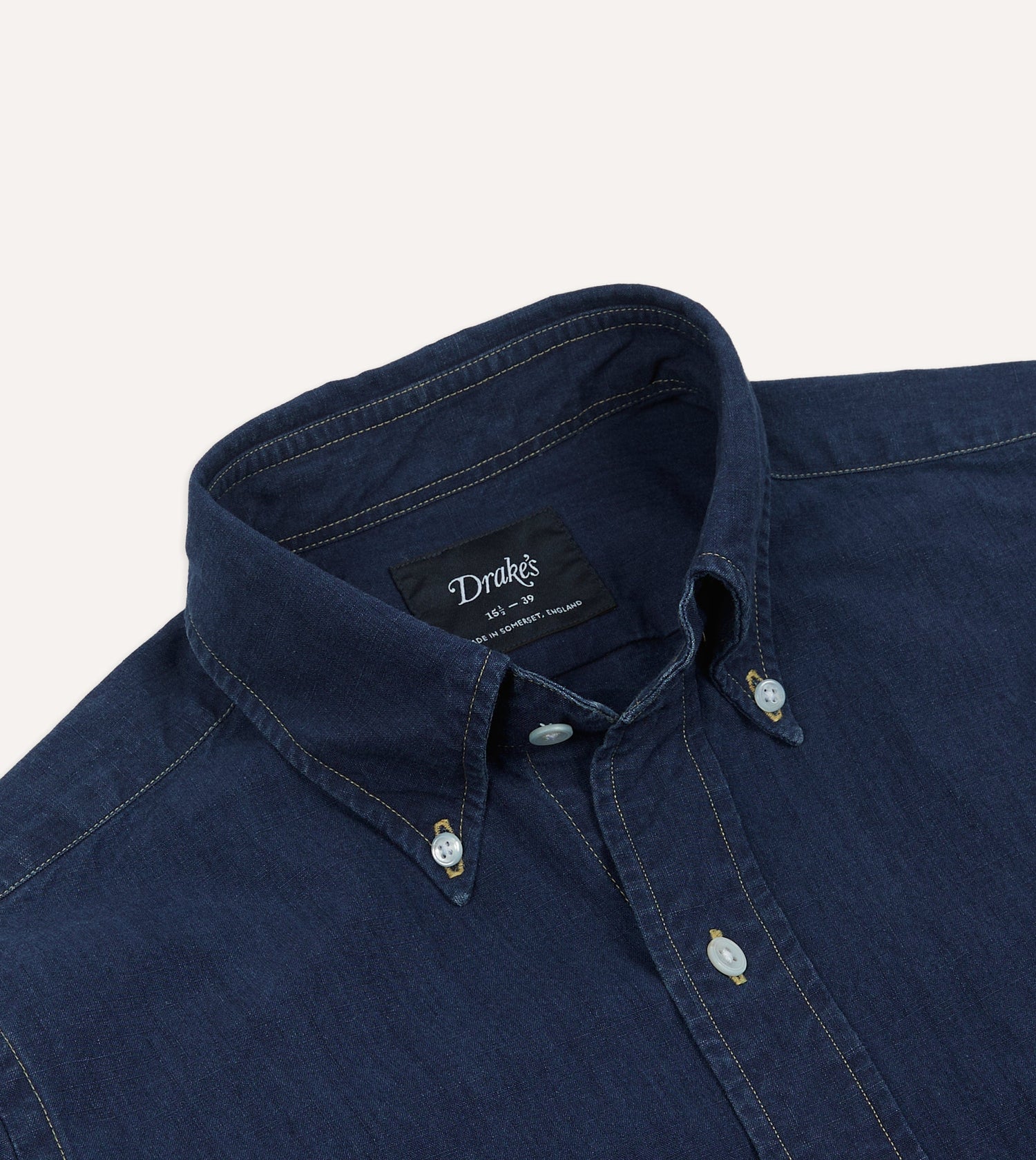 Mid Blue Cotton Chambray Button-Down Shirt