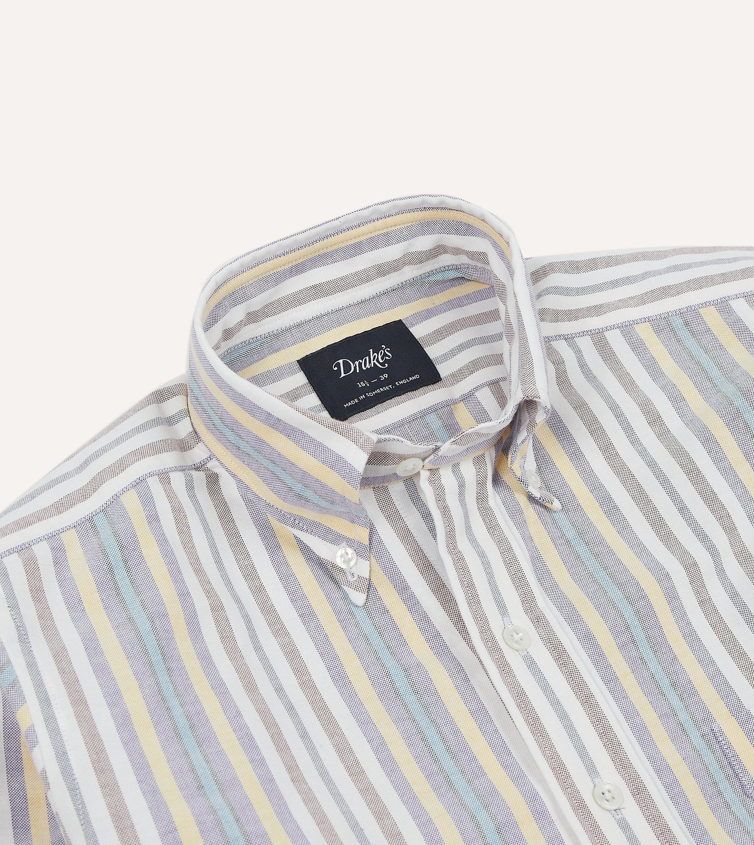 Blue Multi Stripe Cotton Oxford Cloth Button-Down Shirt