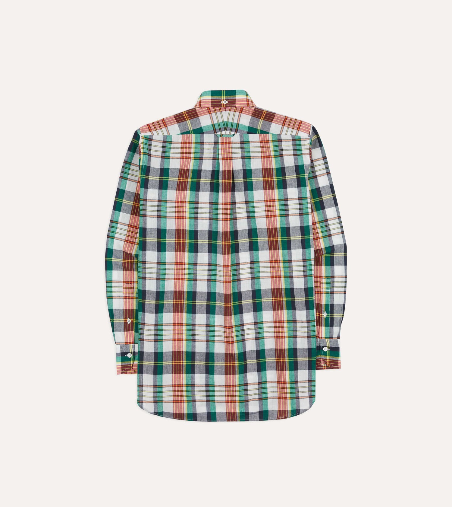 Blue and Red Madras Check Cotton Button-Down Shirt