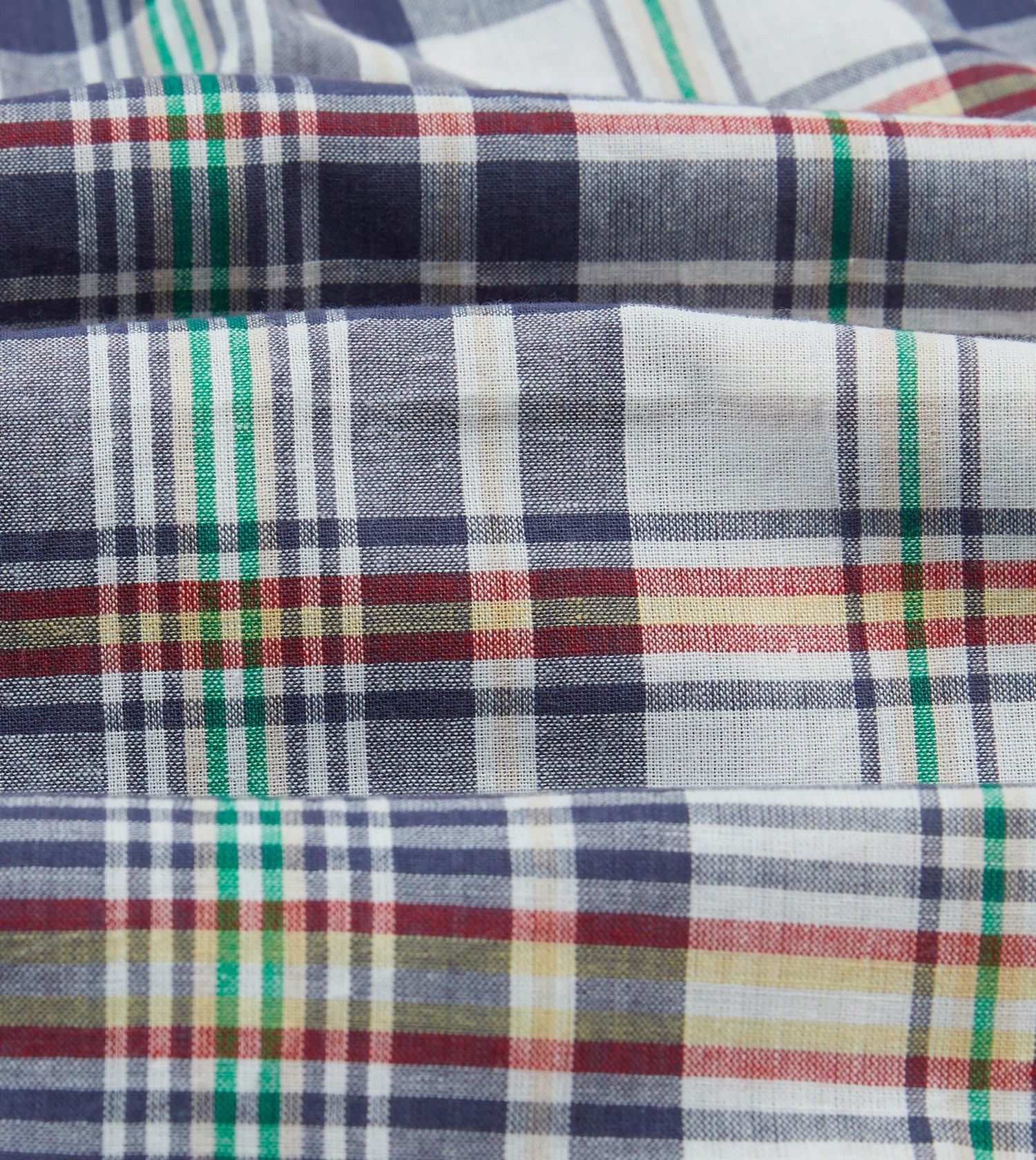 Navy and Yellow Madras Check Cotton Button-Down Shirt