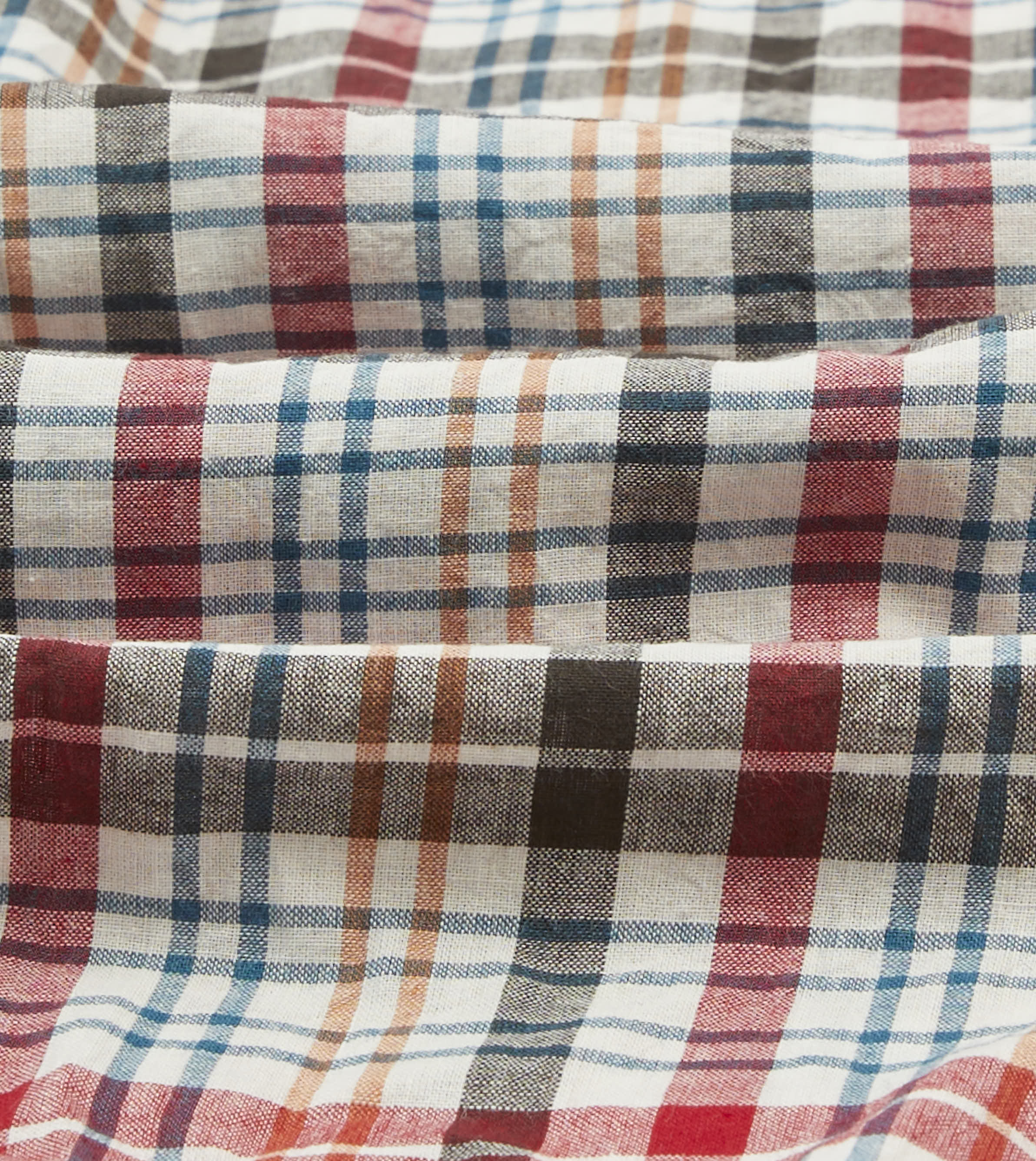 Red and Black Madras Check Cotton Button-Down Shirt