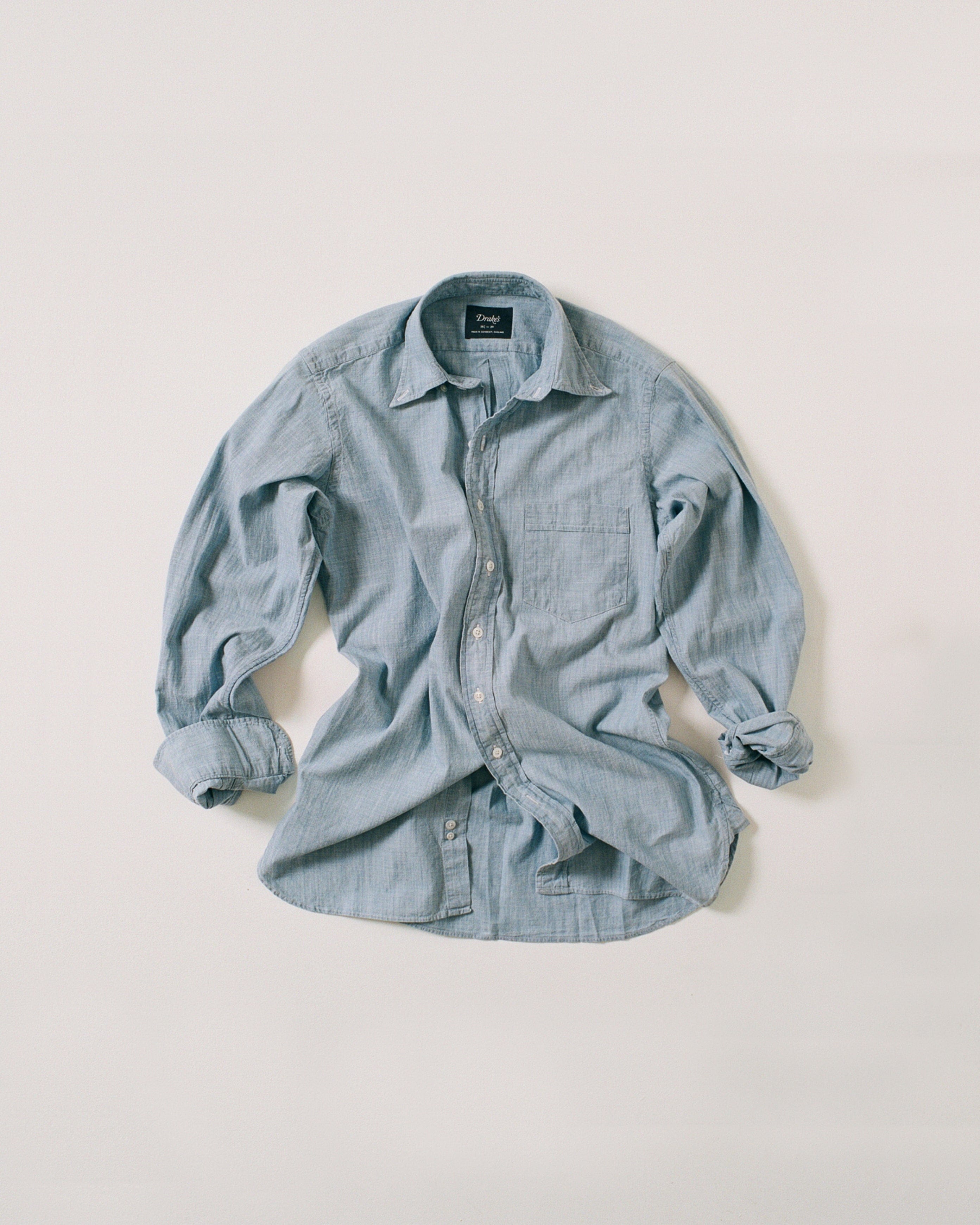 Light Blue Cotton Chambray Button-Down Shirt