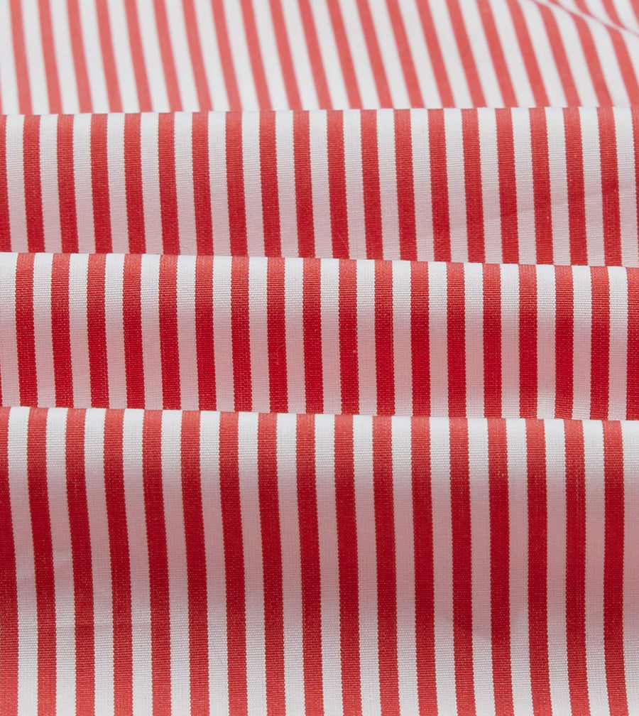 Red Narrow Stripe Cotton Poplin Button-Down Shirt
