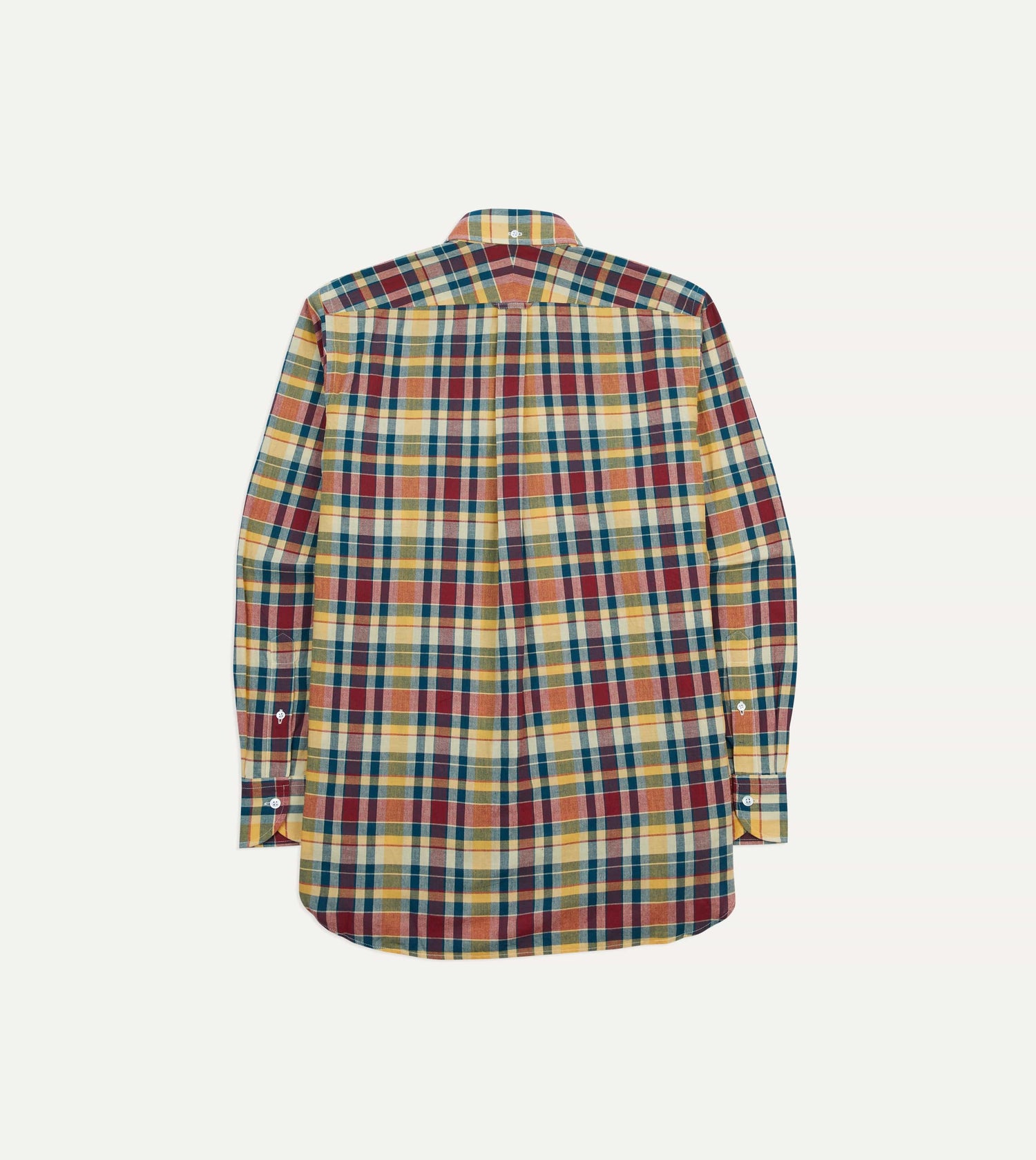 Yellow, Red and Blue Madras Check Cotton Button-Down Shirt