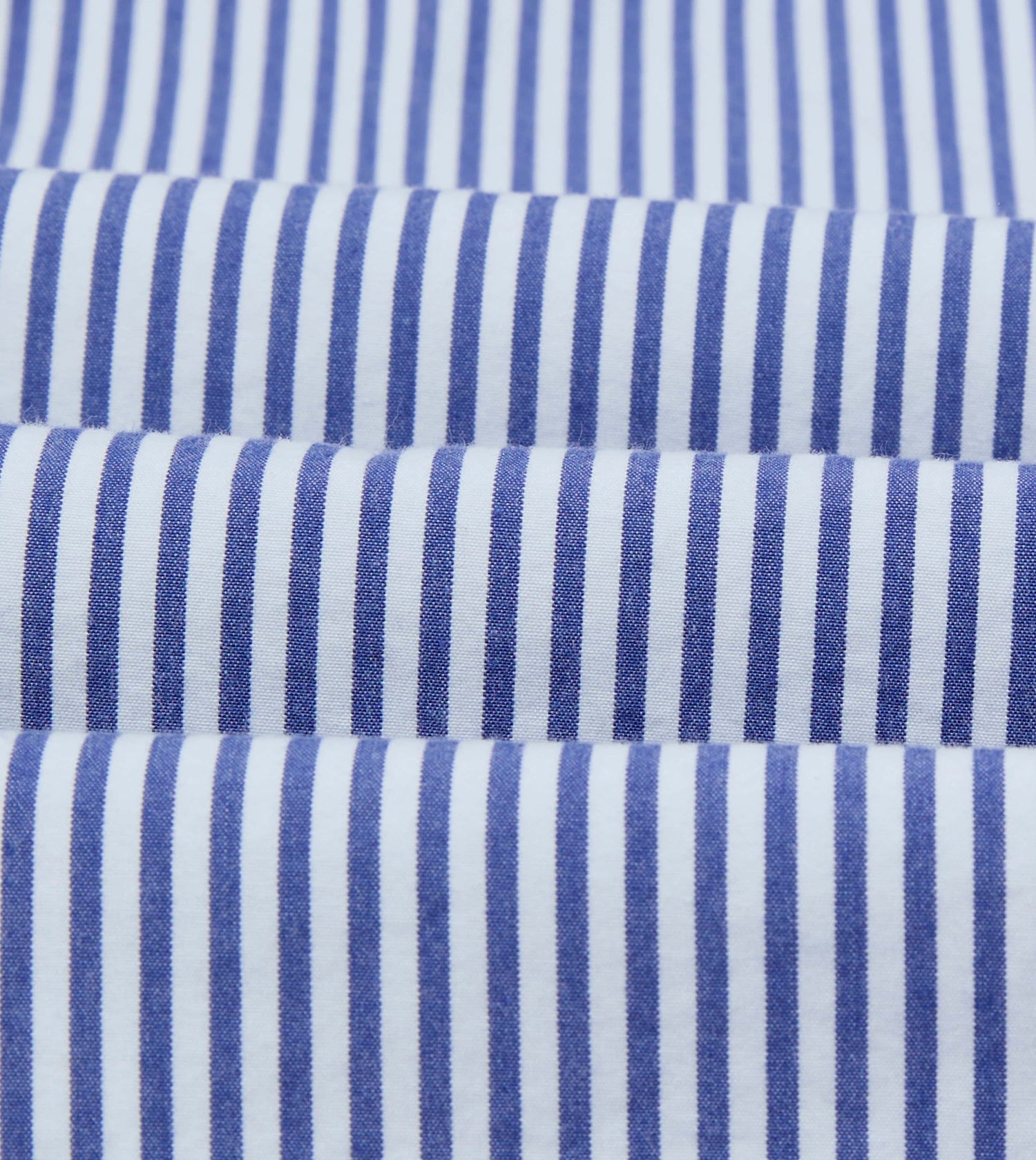 Blue and White Stripe Button-Down Collar Fob Pocket Shirt