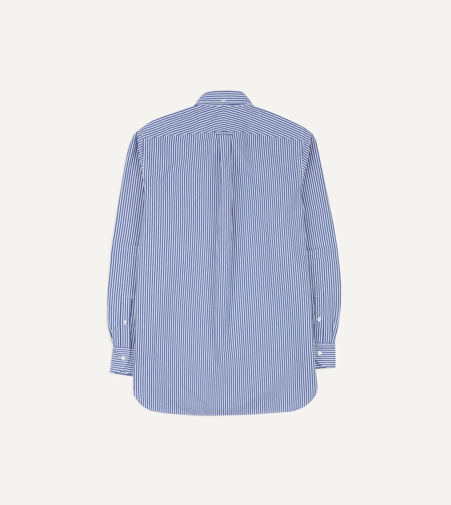 Blue and White Stripe Button-Down Collar Fob Pocket Shirt