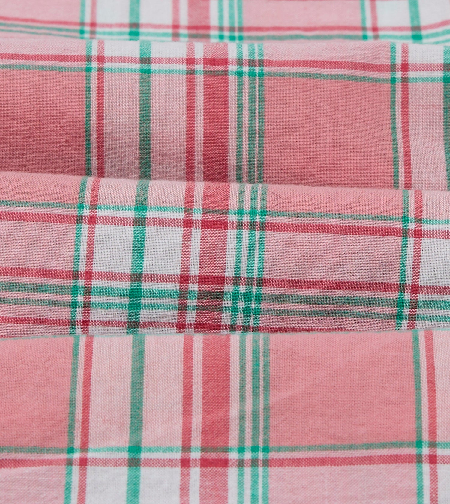 Pink and Green Madras Check Cotton Button-Down Shirt