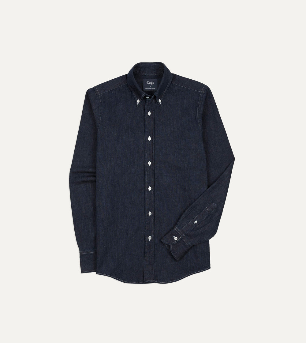 Indigo Rinse Denim Button-Down Shirt