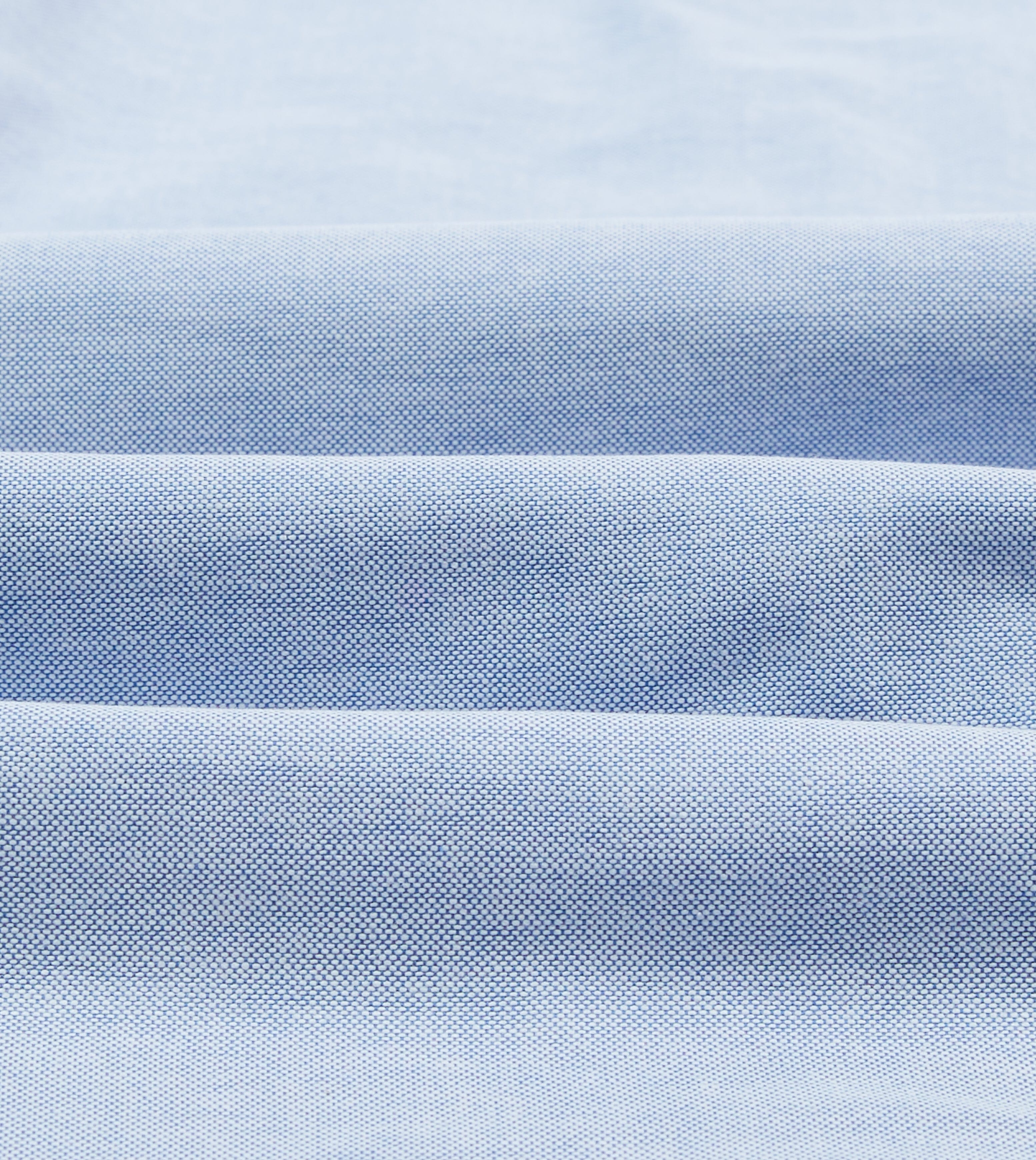 Blue Cotton Oxford Cloth Long Point Collar Shirt