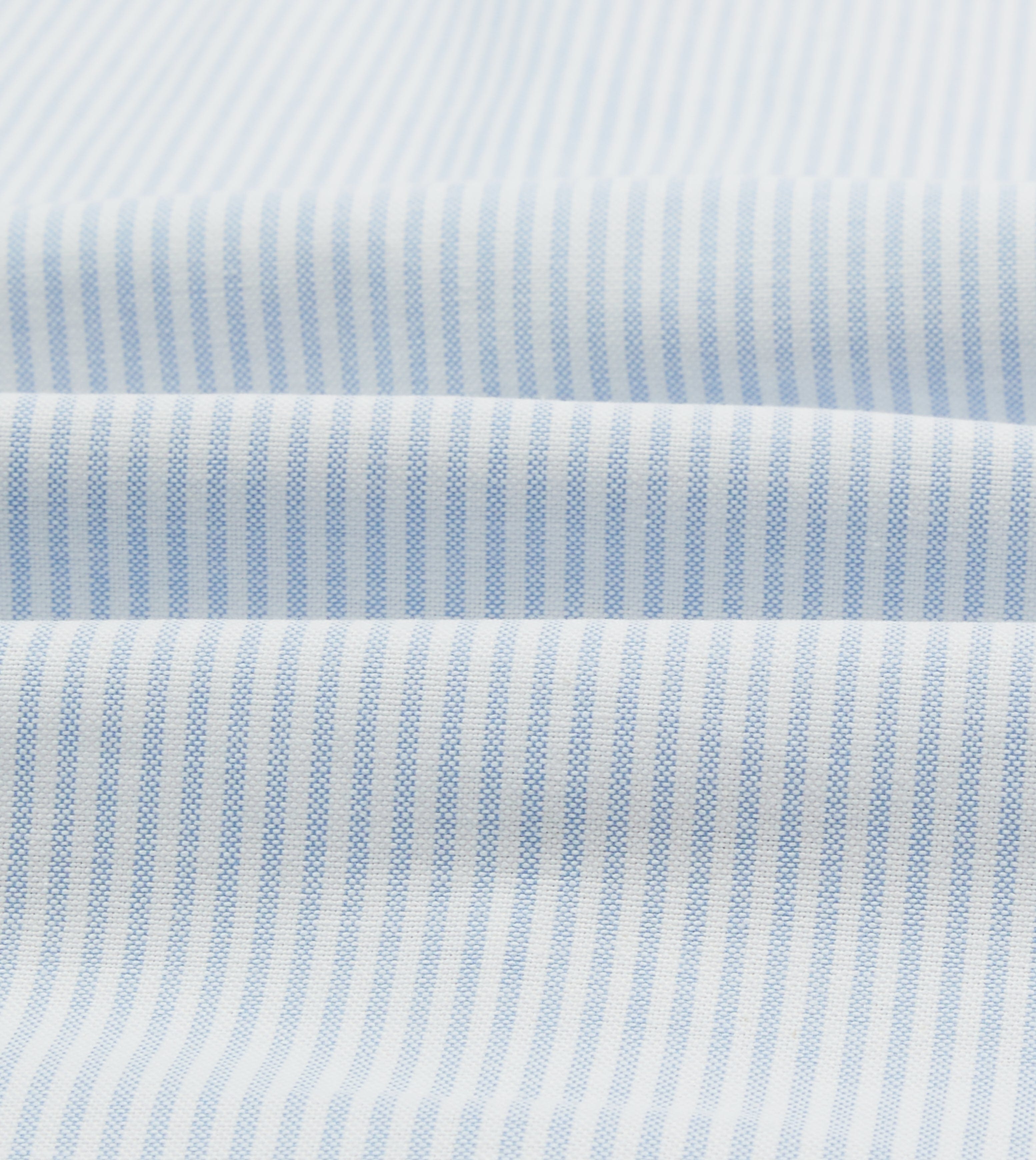 Light Blue and White Ticking Stripe Cotton Oxford Cloth Long Point Collar Shirt