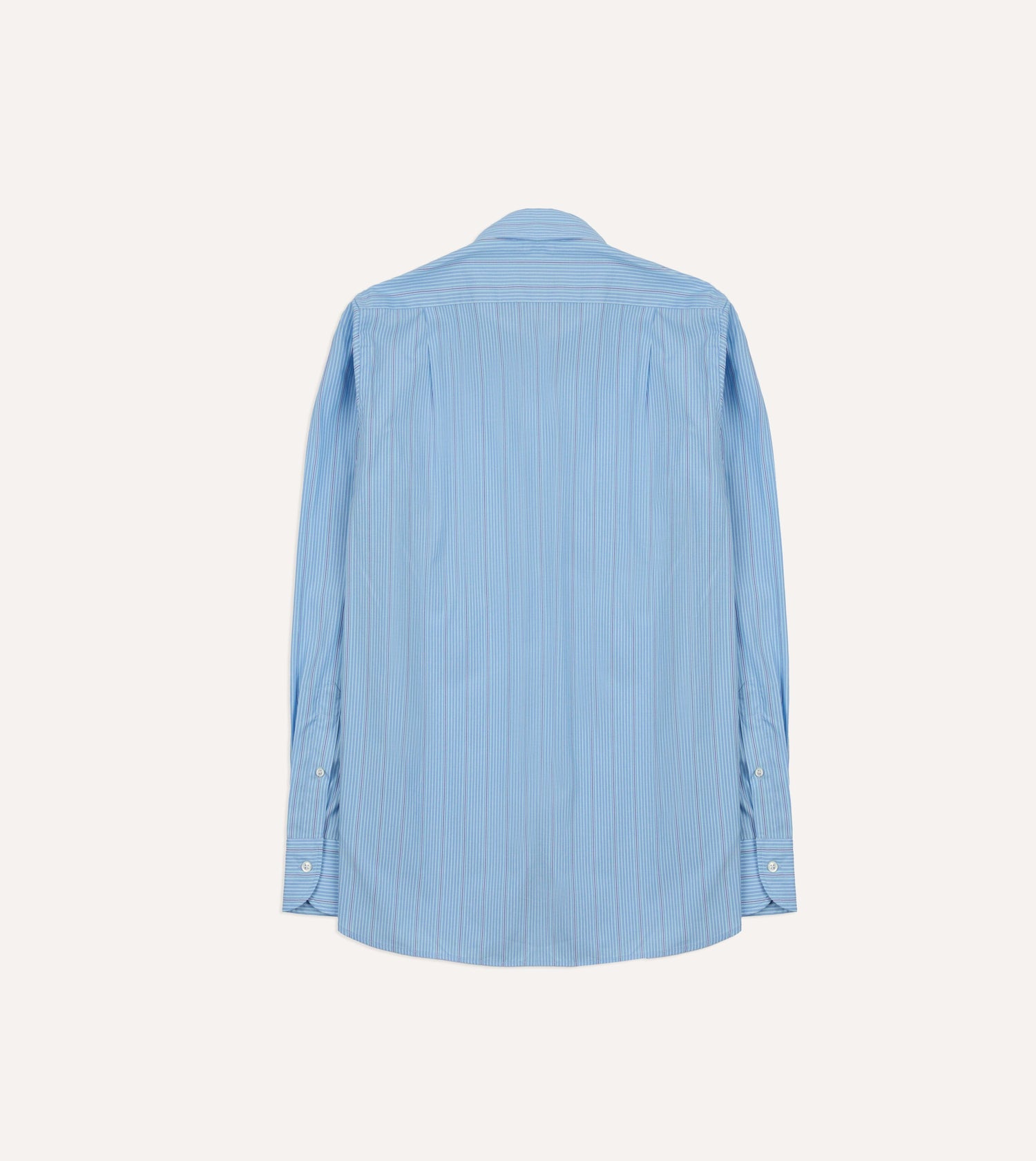 Blue Stripe Cotton Poplin Long Point Collar Shirt