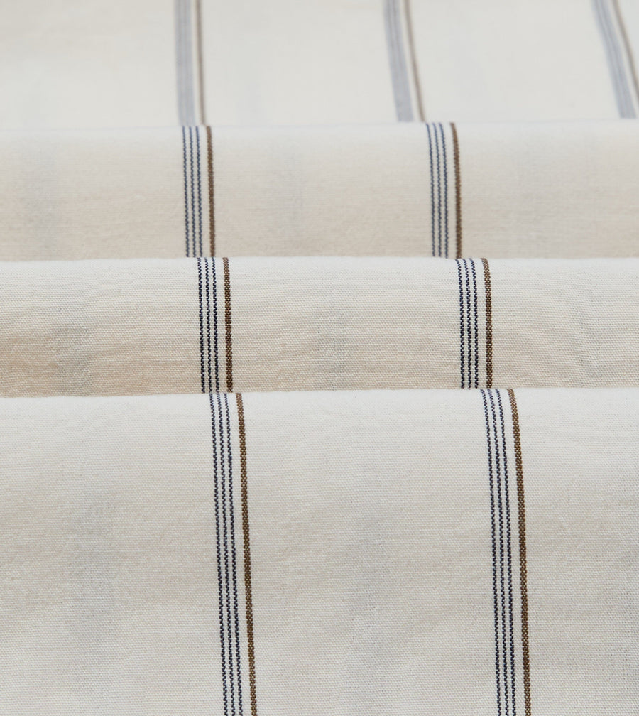 Drake's by A. Levine Ecru Stripe Cotton Long Point Collar Shirt