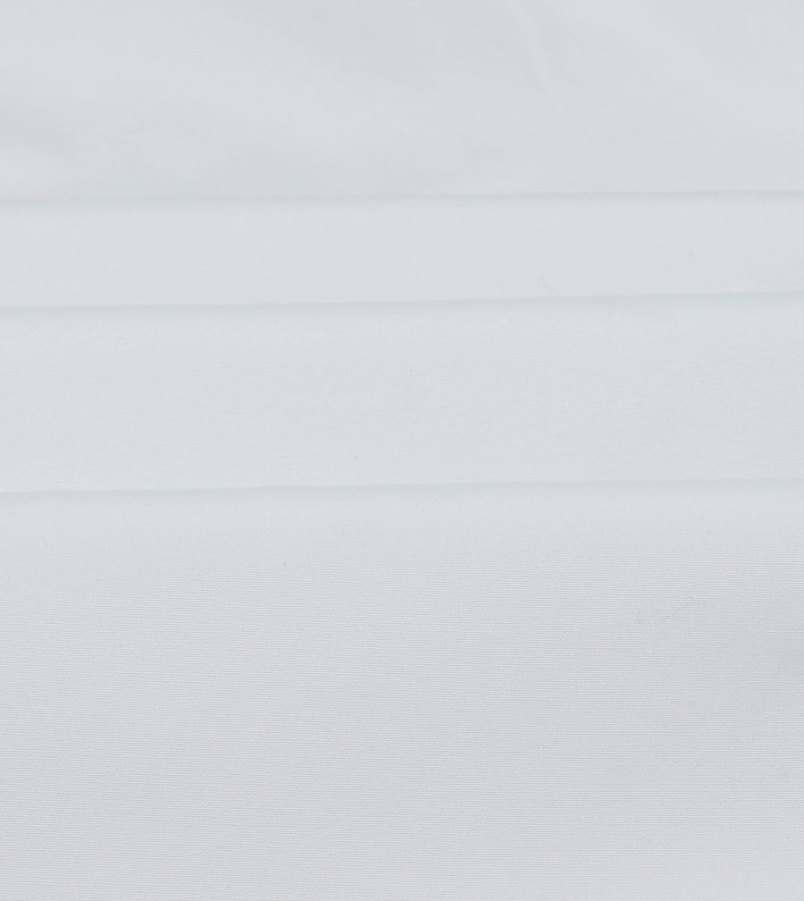 White Long Point Collar Flap Pocket Poplin Shirt