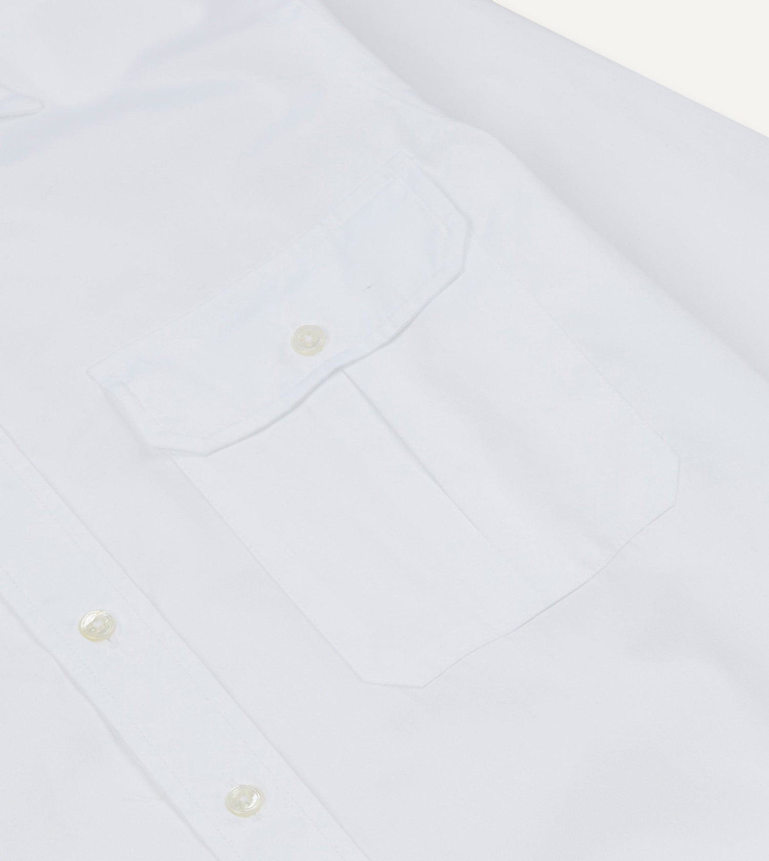 White Long Point Collar Flap Pocket Poplin Shirt