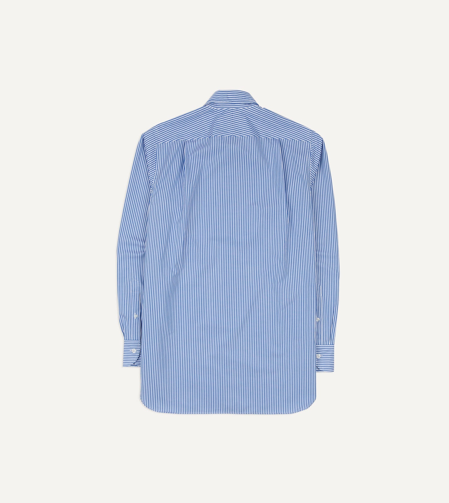 Blue and White Stripe Long Point Collar Flap Pocket Poplin Shirt