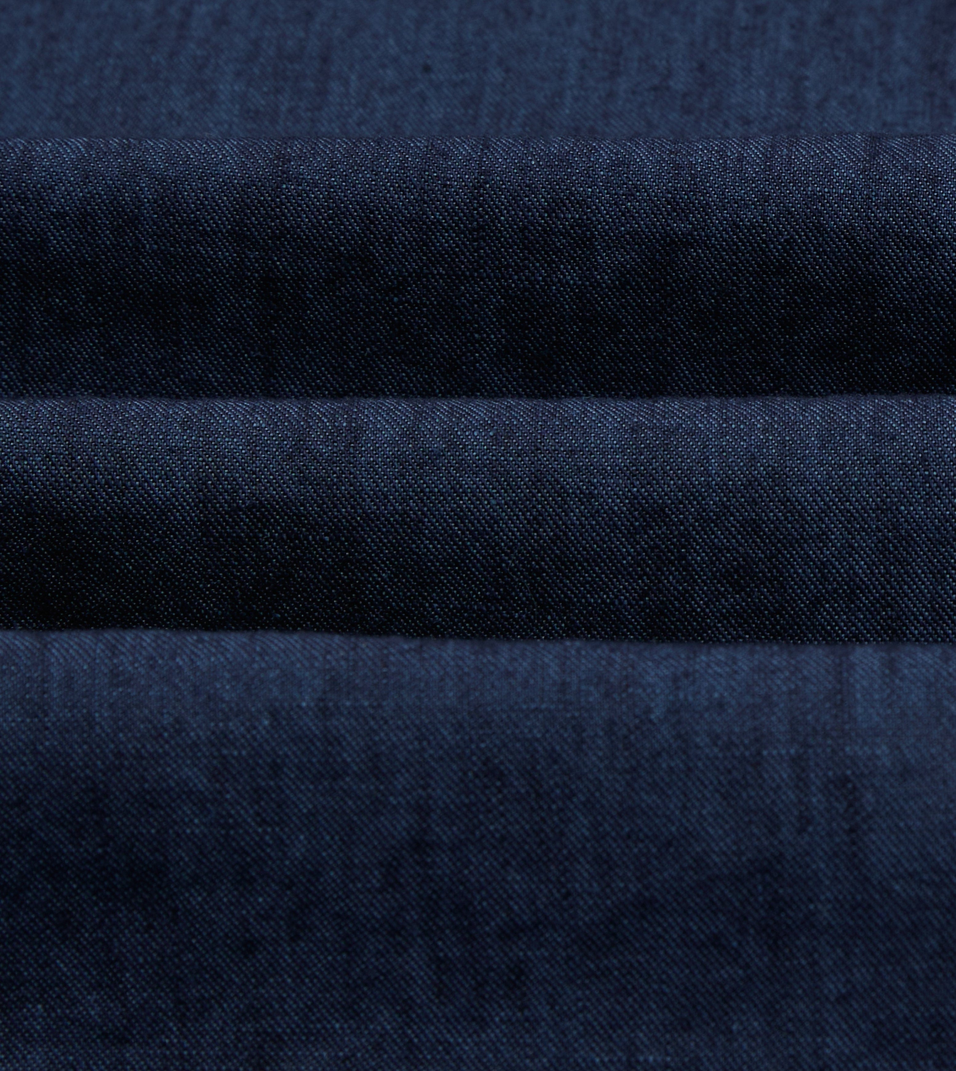 Navy Cotton Linen Two-Pocket Work Shirt