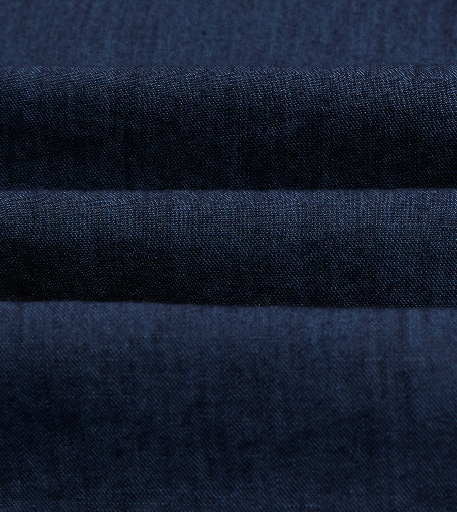 Navy Cotton Linen Two-Pocket Work Shirt