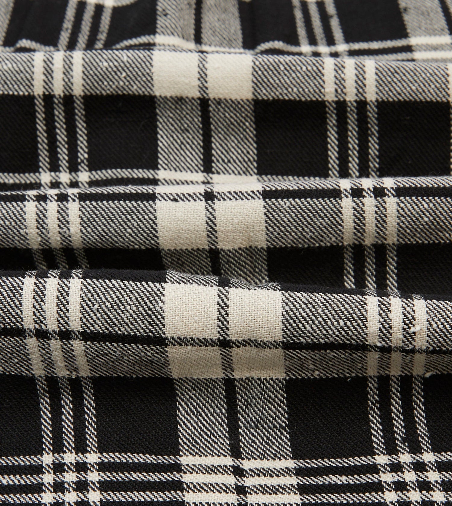 Black and White Check Brushed Cotton Two-Pocket Work Shirt