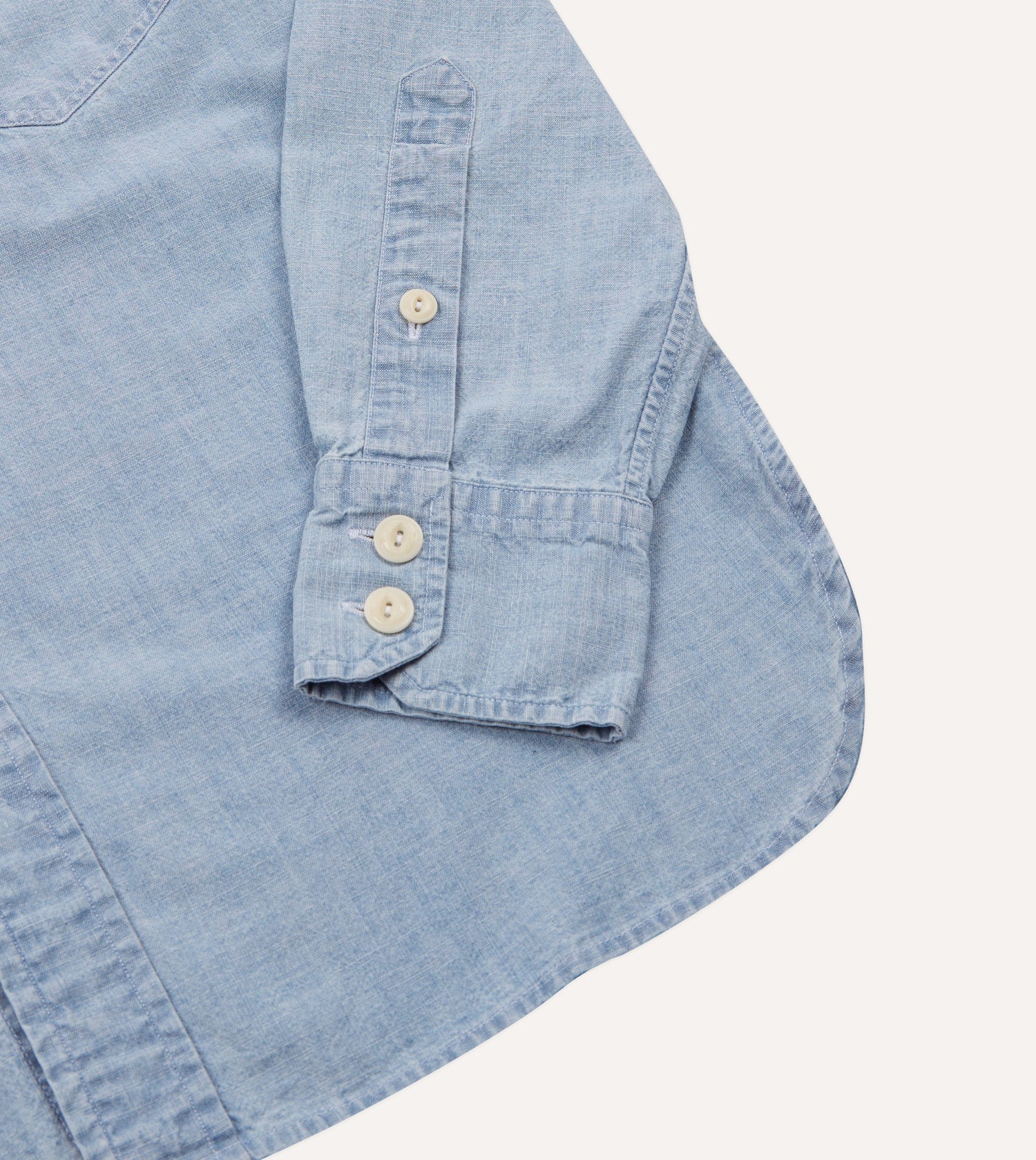 Blue Cotton Chambray Two-Pocket Work Shirt