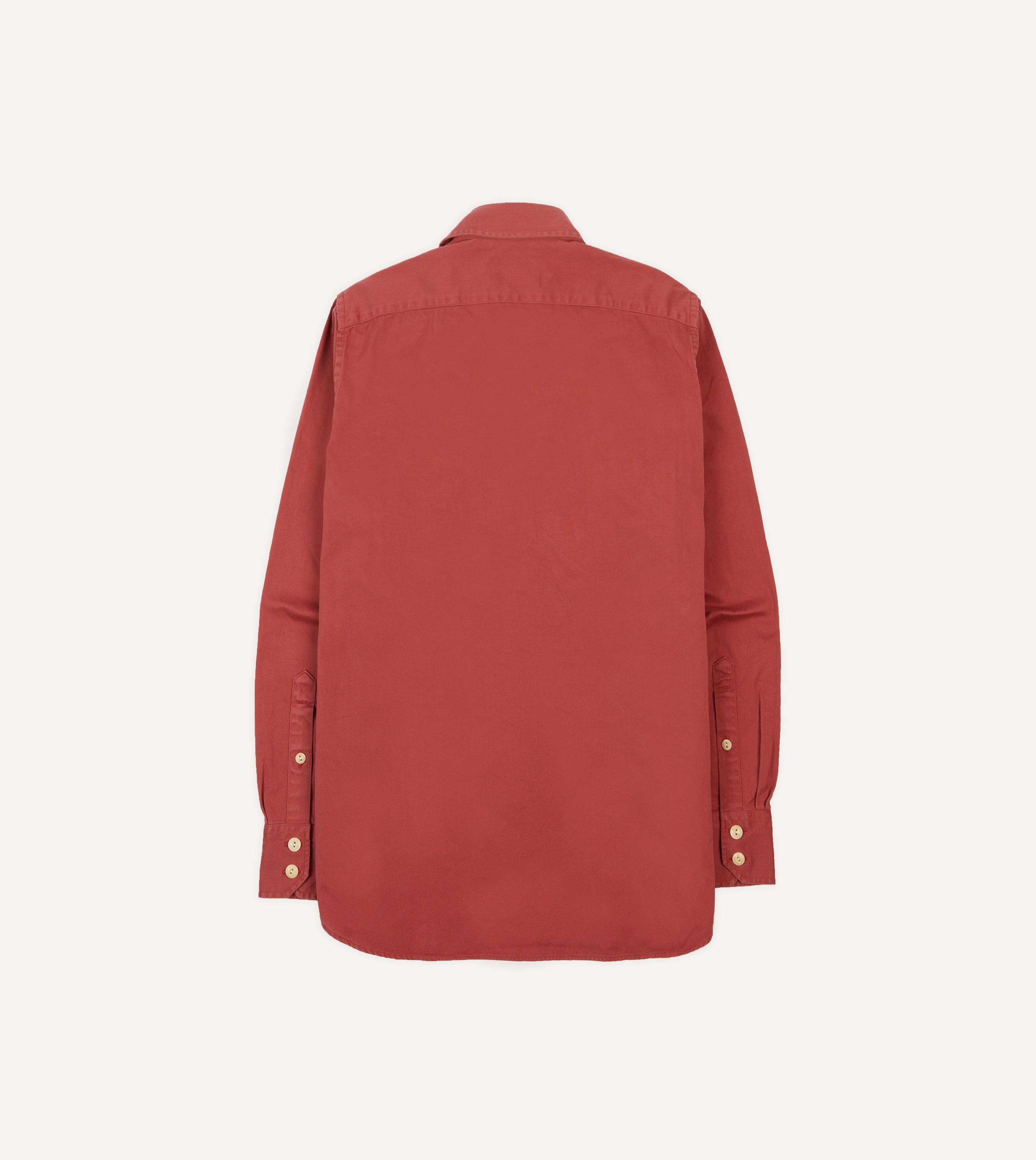Red Cotton Long Point Collar Work Shirt