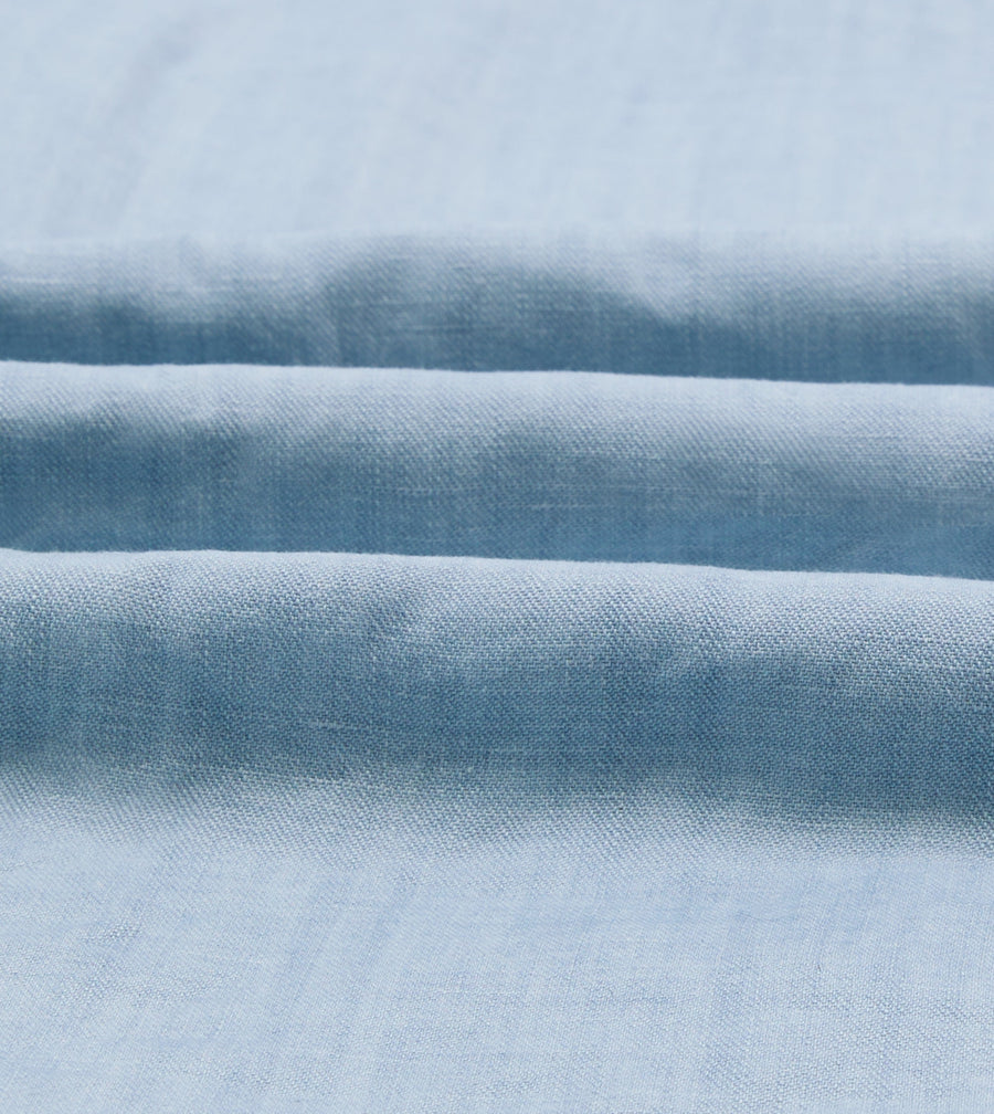 Bleach Wash Cotton-Linen Long Point Collar Work Shirt