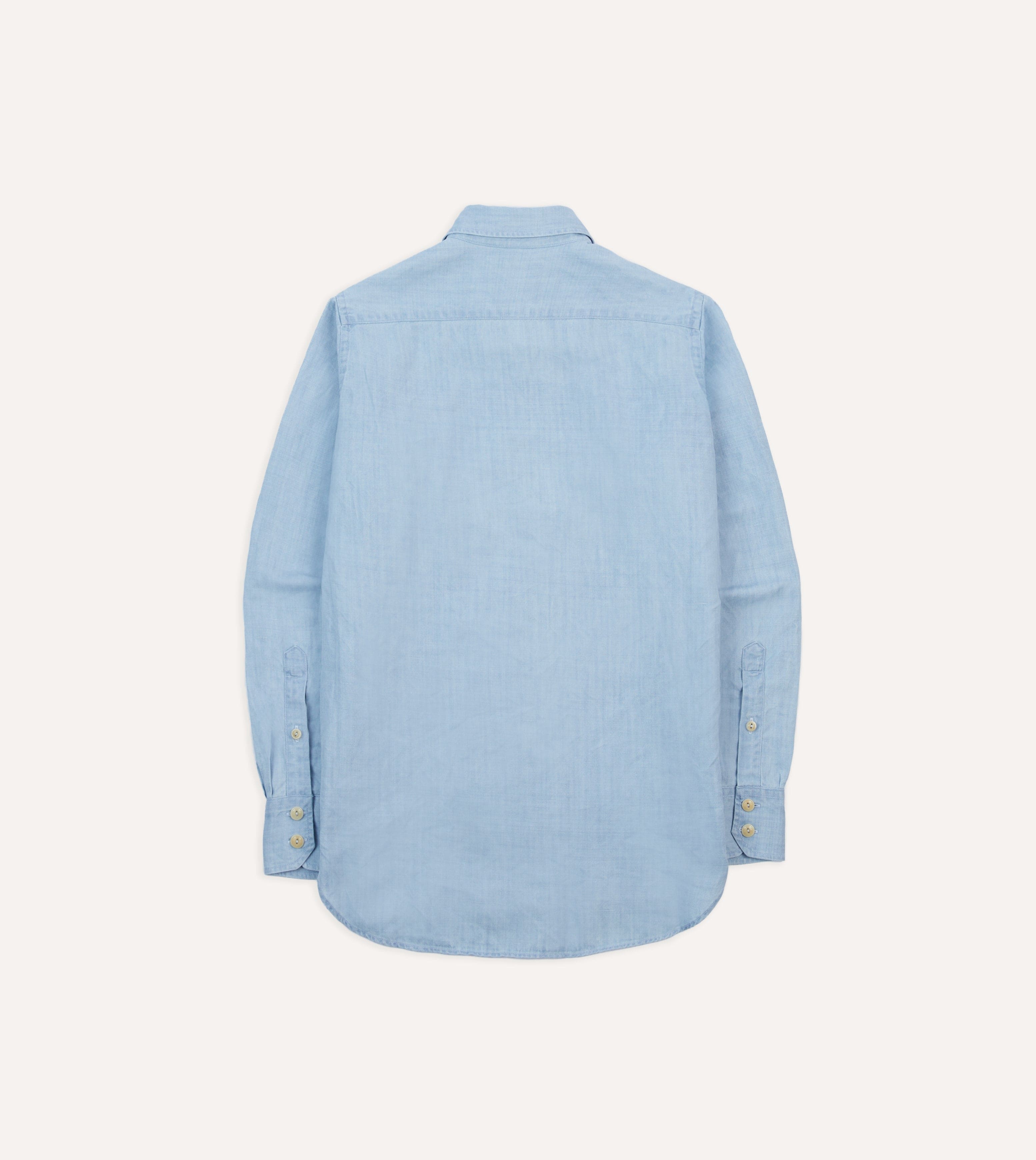 Bleach Wash Cotton-Linen Long Point Collar Work Shirt