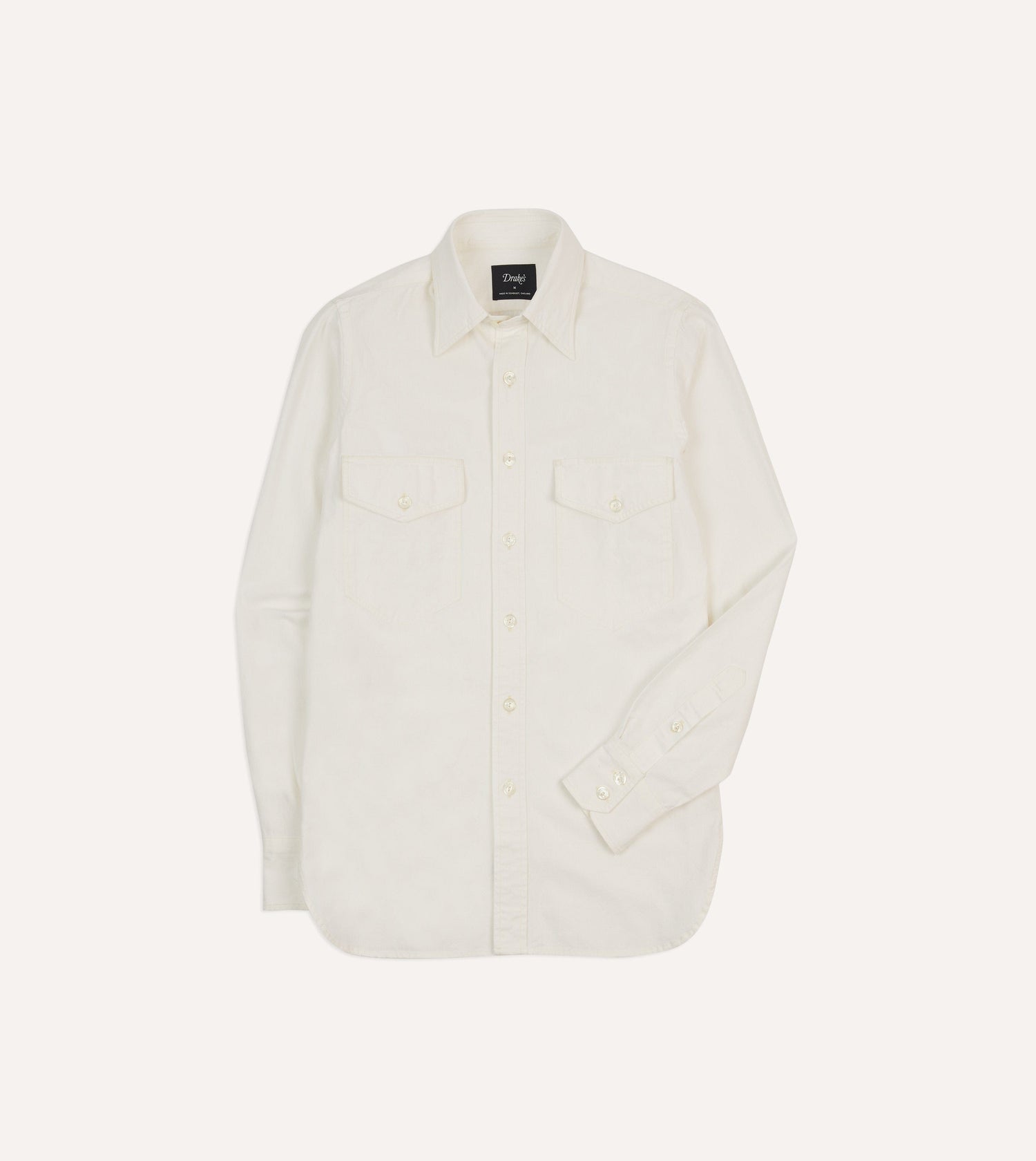 White Cotton Two-Pocket Work Shirt