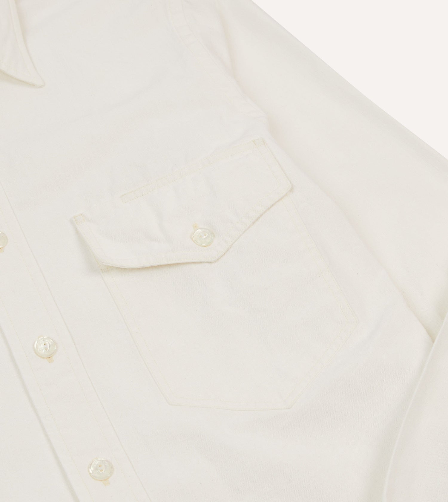 White Cotton Two-Pocket Work Shirt