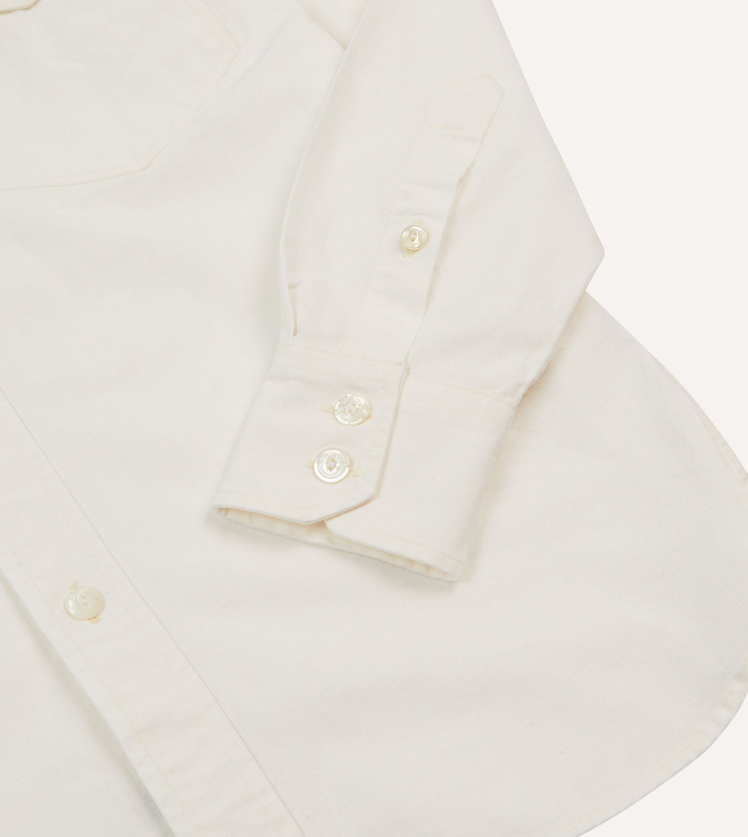 White Cotton Two-Pocket Work Shirt