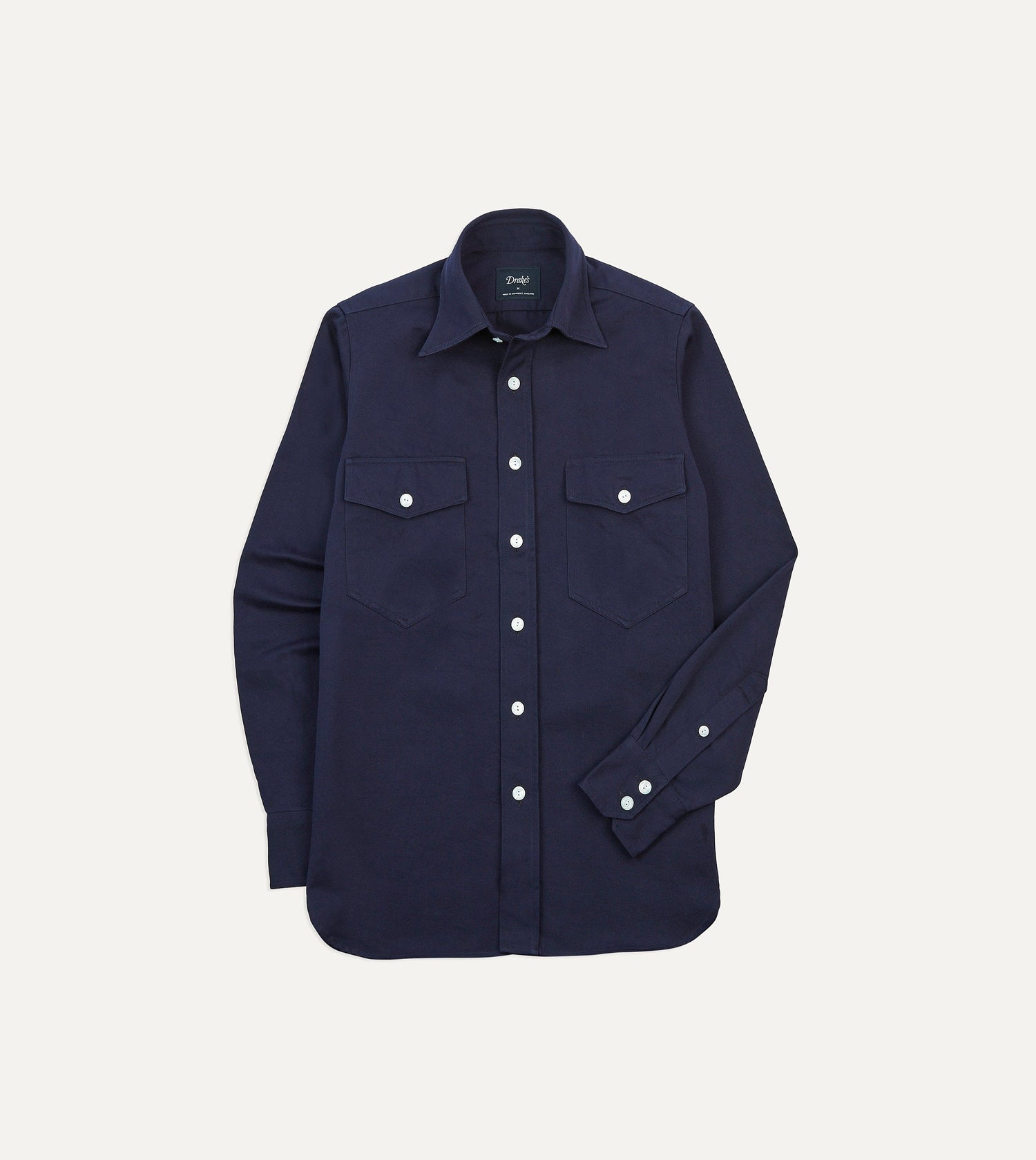 Navy Cotton Twill Two-Pocket Work Shirt